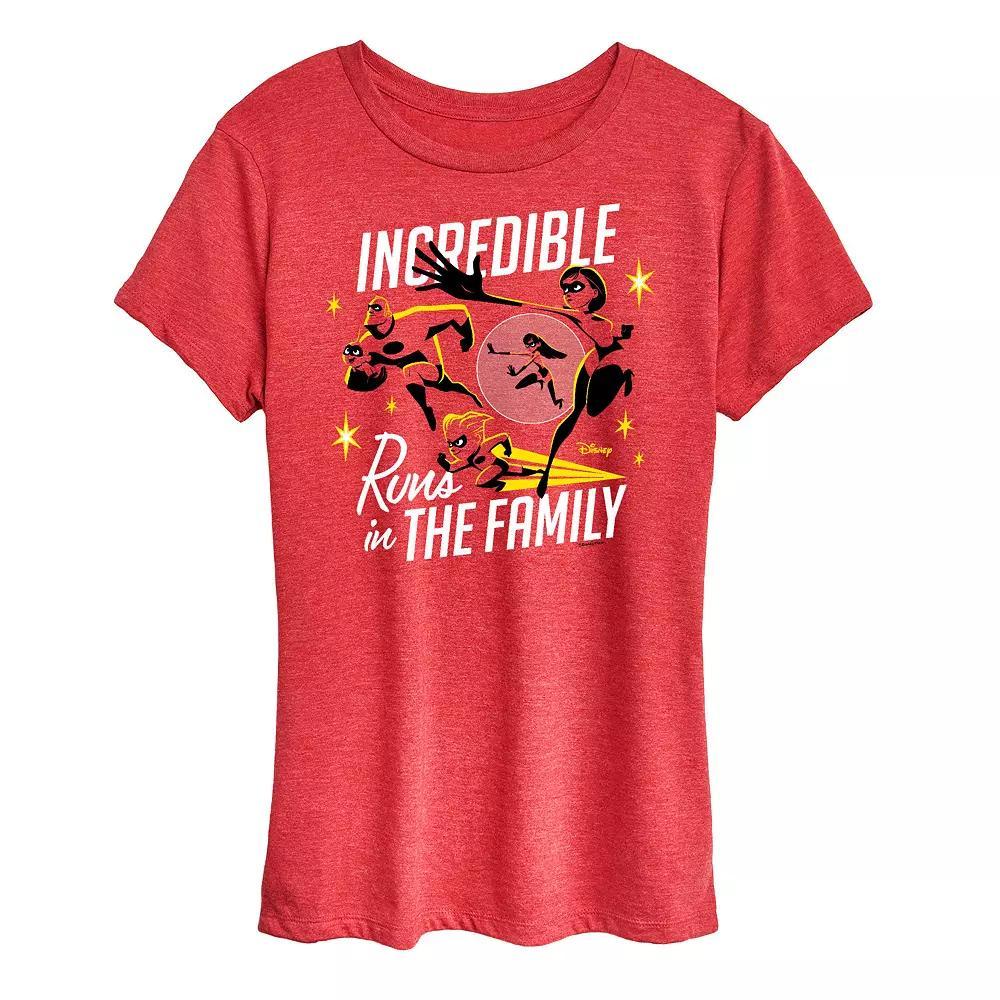Disney / Pixars The Incredibles Womens Family Graphic Tee Grey Red Product Image