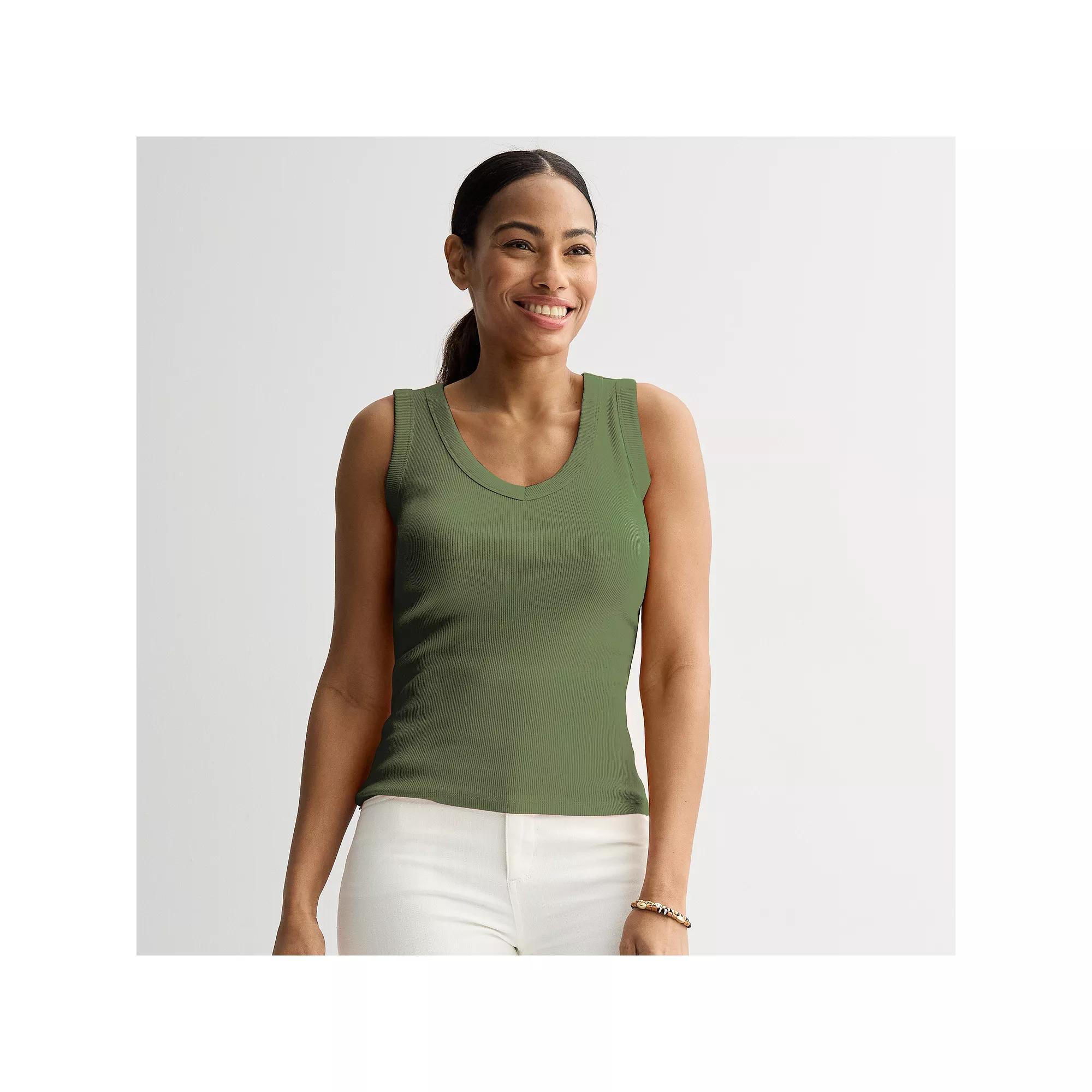 Women's Sonoma Goods For Life® Rib V-Neck Tank Top, Size: XXL, Brown Plum Product Image