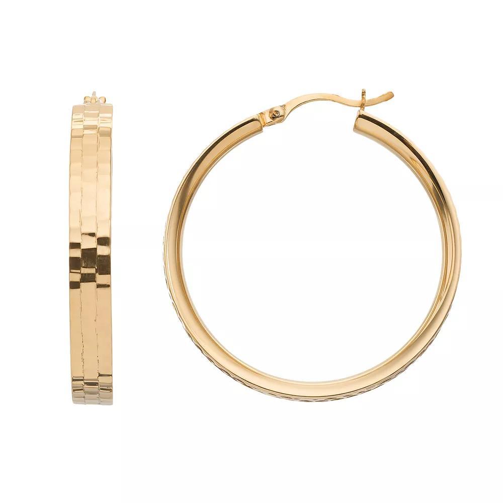 Sterling Silver Hammered Hoop Earrings, Women's, White Over Silver Product Image