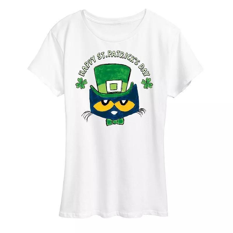 Womens Pete The Cat St. Patricks Day Pete Face Graphic Tee Grey Gray Product Image