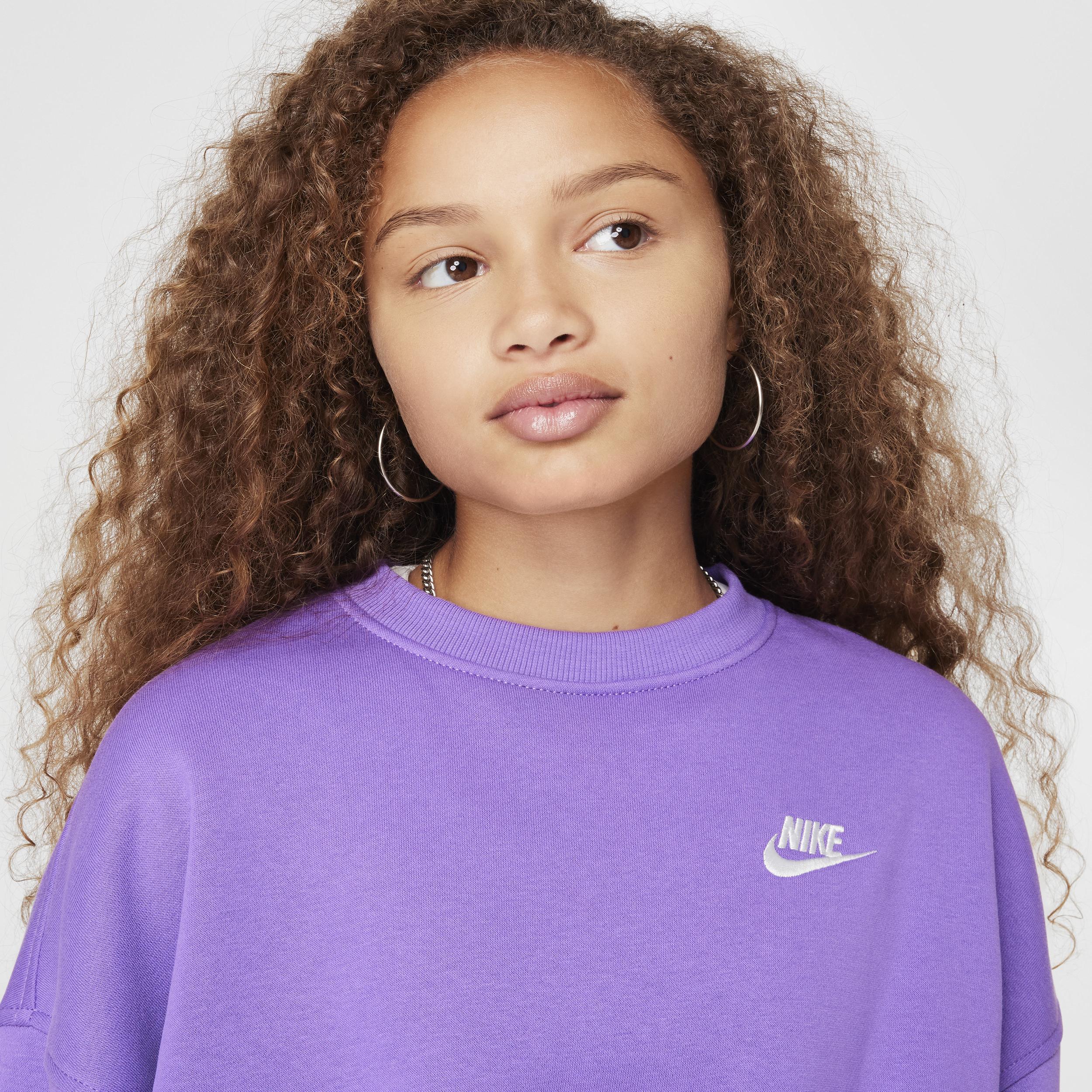 Nike Kids' Sportswear Club Fleece Crewneck Sweatshirt in Black Raspberry/White at Nordstrom Product Image
