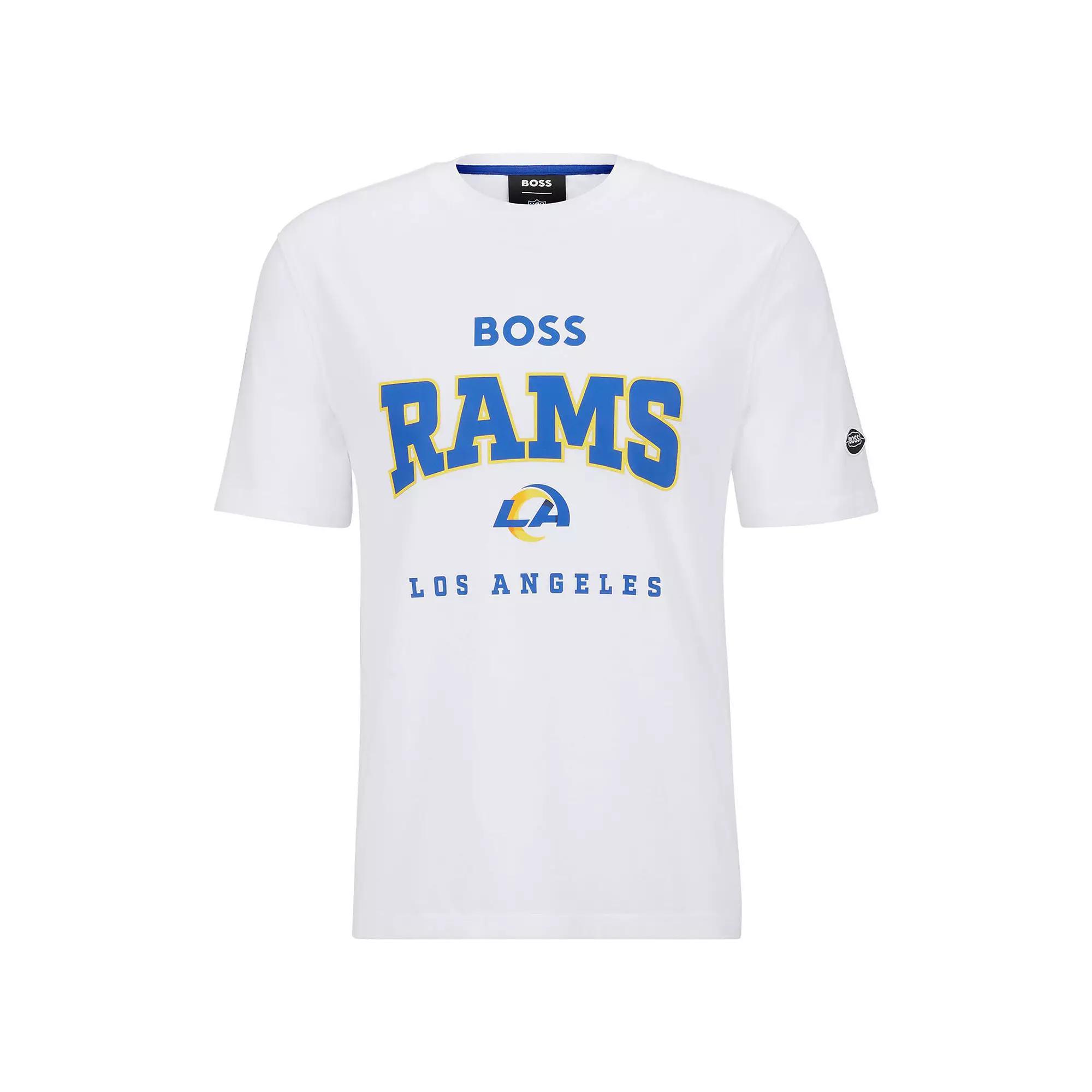 Men's BOSS X NFL  White Los Angeles Rams Huddle T-Shirt, Size: Medium Product Image