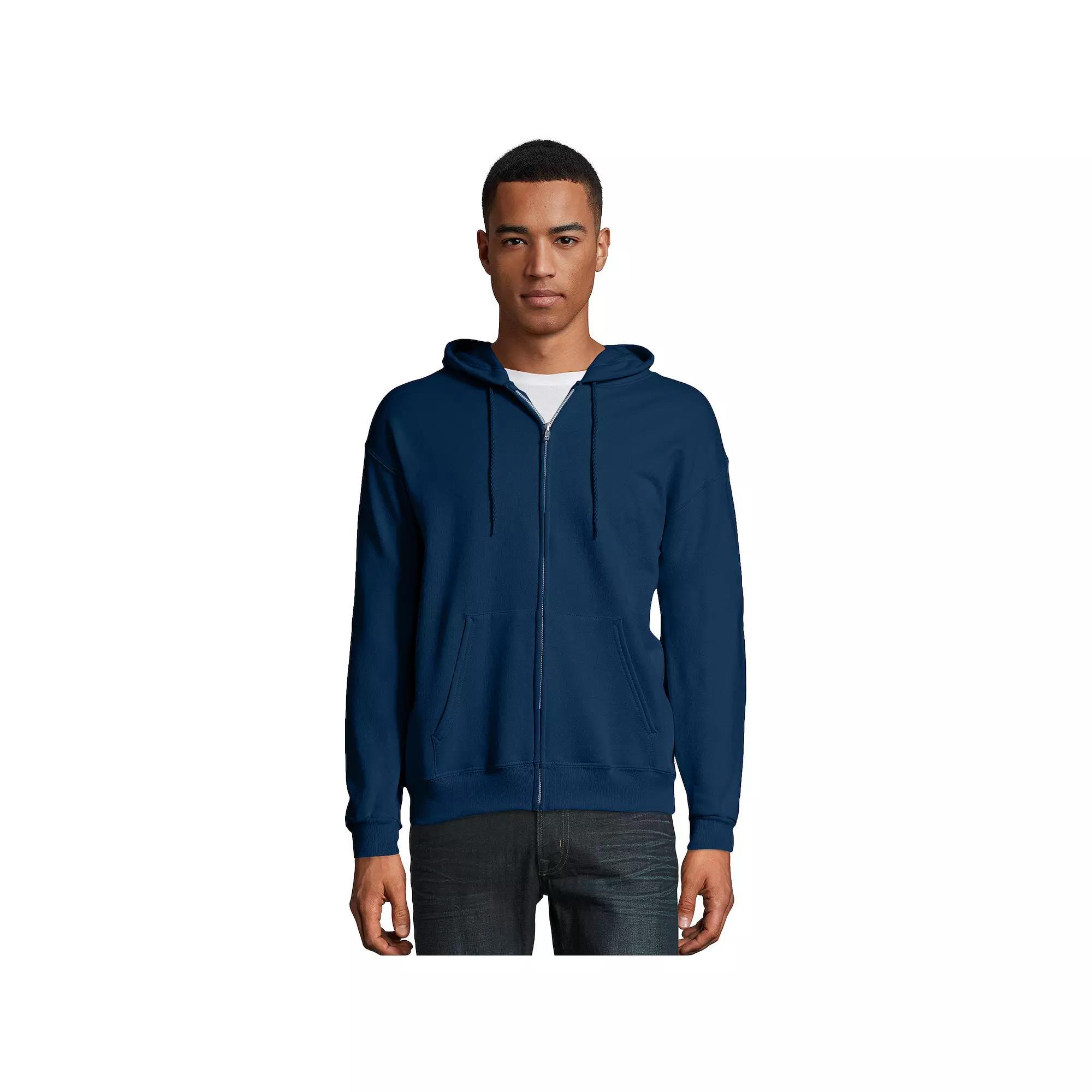Men's Hanes® EcoSmart Fleece Full-Zip Hooded Jacket, Size: Large, Deep Royal1 Product Image