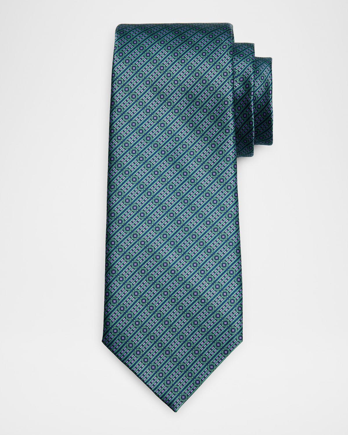Mens Medallion Stripe Silk Tie Product Image