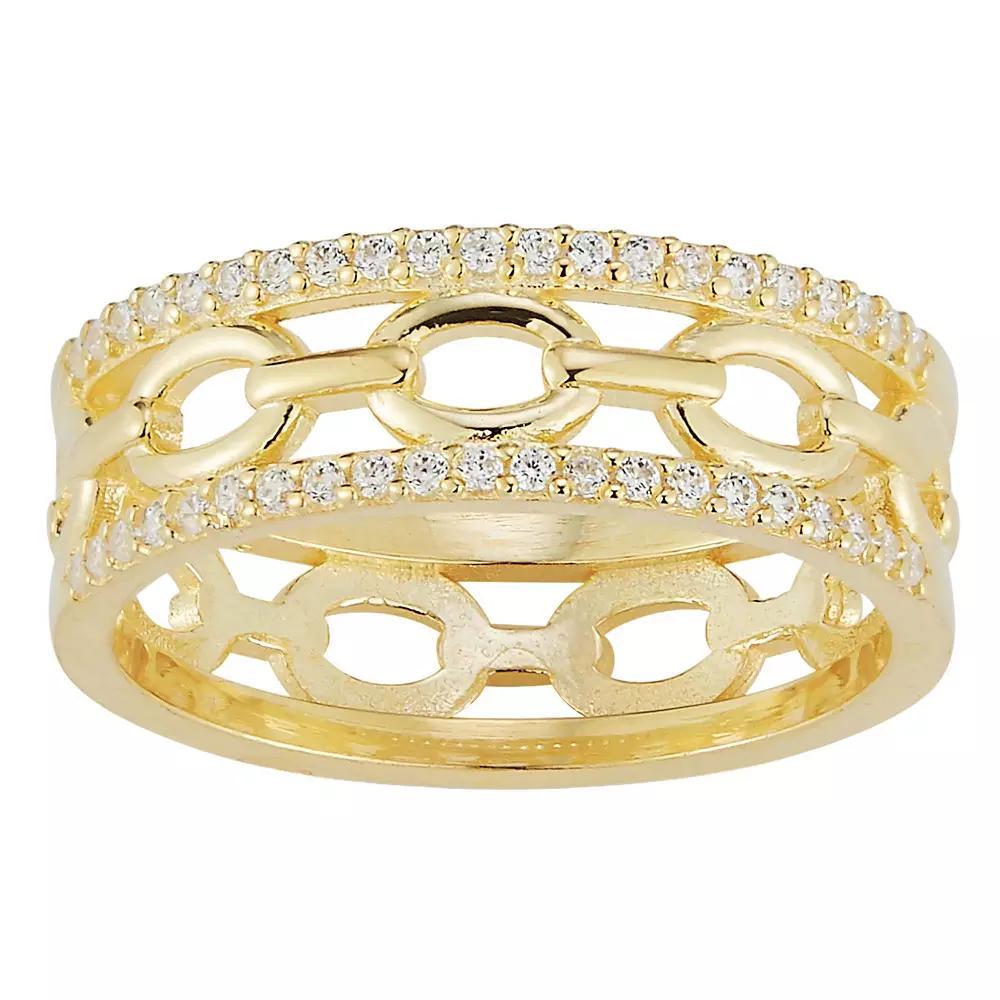 Sunkissed Sterling Cubic Zirconia Triple Stack Ring, Women's, Size: 8, Gold Tone Product Image