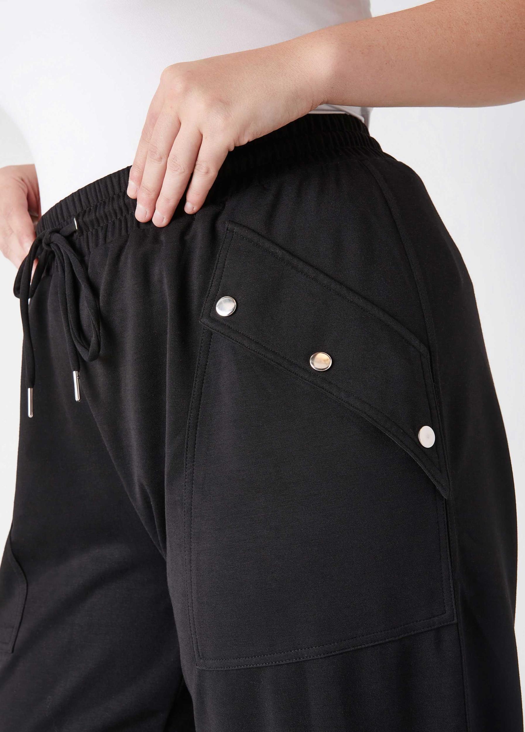 Plus Size Snap Detailed Jersey Pants Ashley Stewart Product Image
