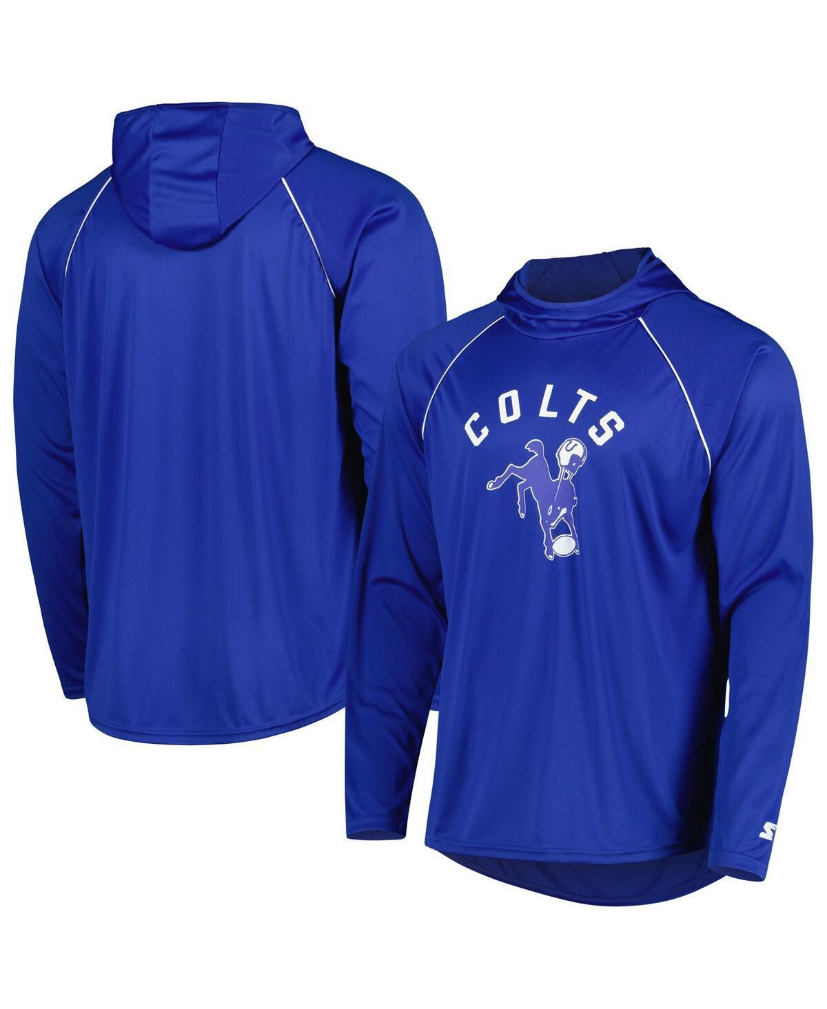 Mens Starter Royal Indianapolis Colts Vintage Logo Raglan Hoodie T-Shirt Product Image