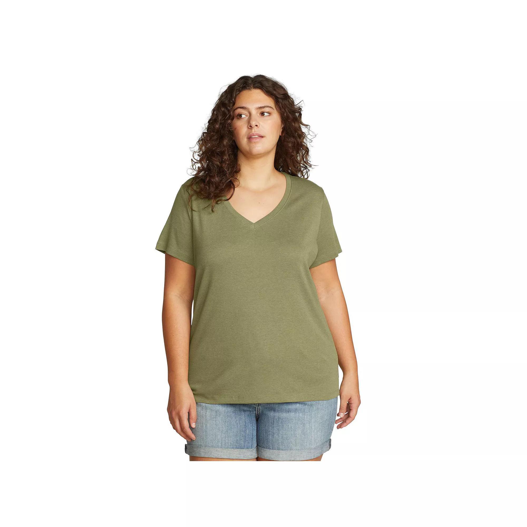 Plus Size Eddie Bauer Short Sleeve Favorite V-Neck Tee, Womens Medium Grey Grey Product Image
