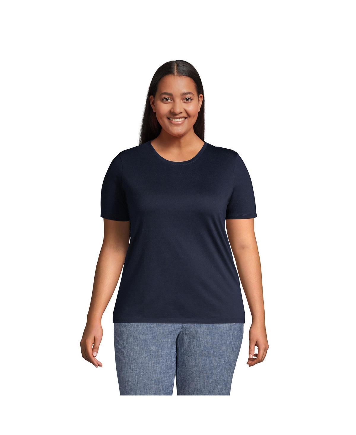 Plus Size Lands' End Relaxed Supima Cotton Crewneck Tee, Women's, Size: 3XL, White Product Image