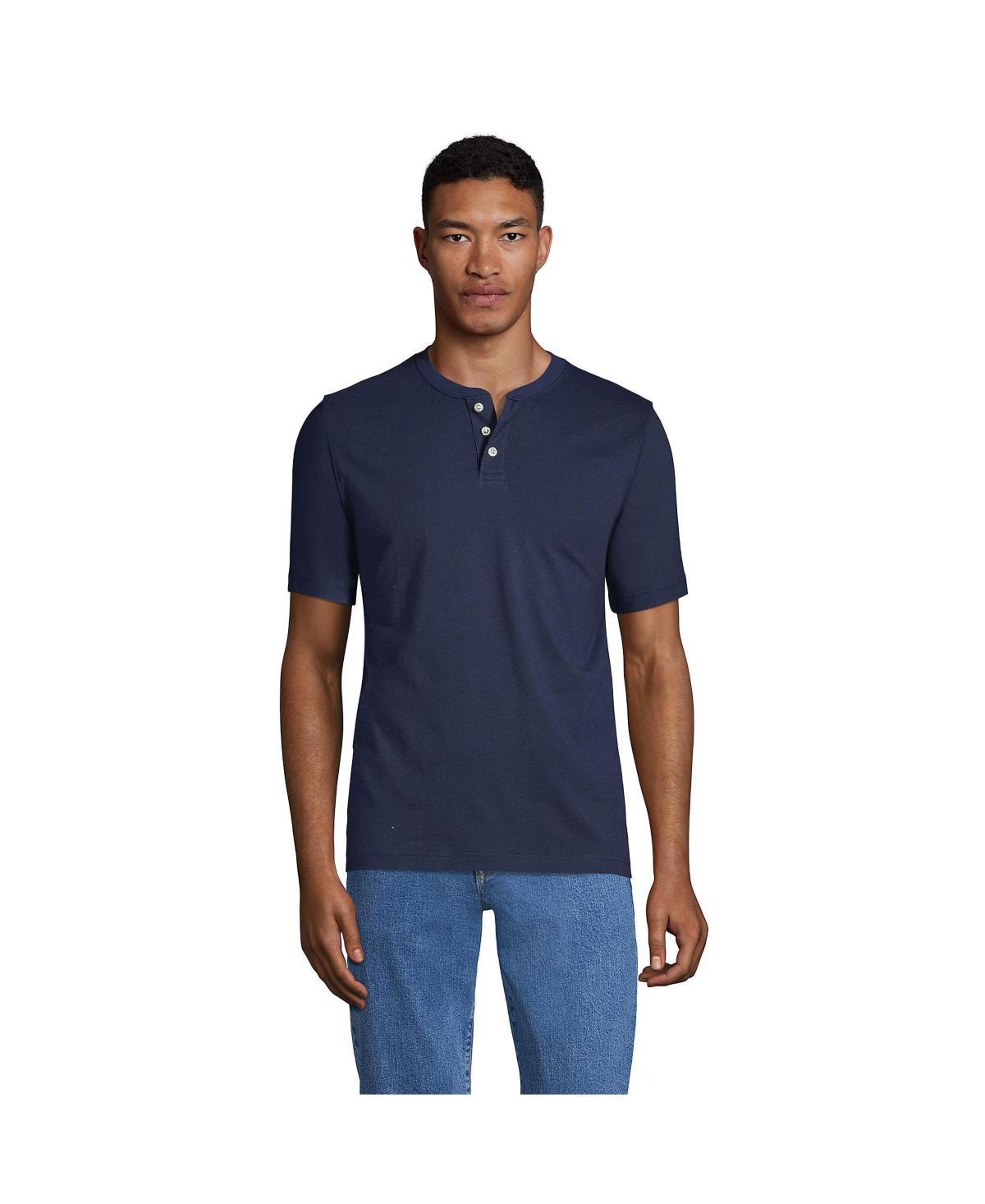 Men's Lands' End Classic-Fit Super-T Henley, Size: Medium, Gray Grey Product Image