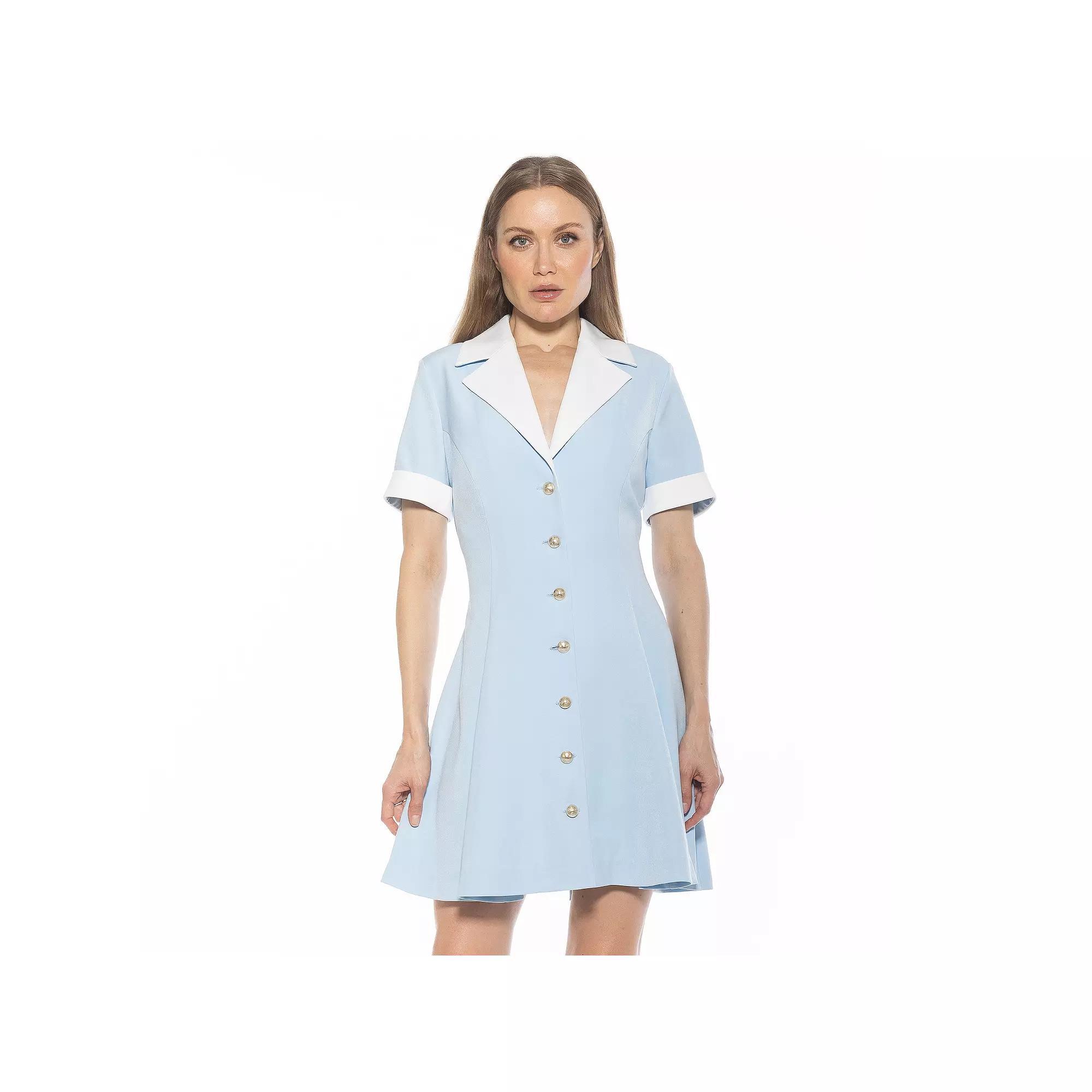 Women's ALEXIA ADMOR Linus Collar Fit & Flare Button-Down Dress, Size: 12, Halogen Blue Product Image