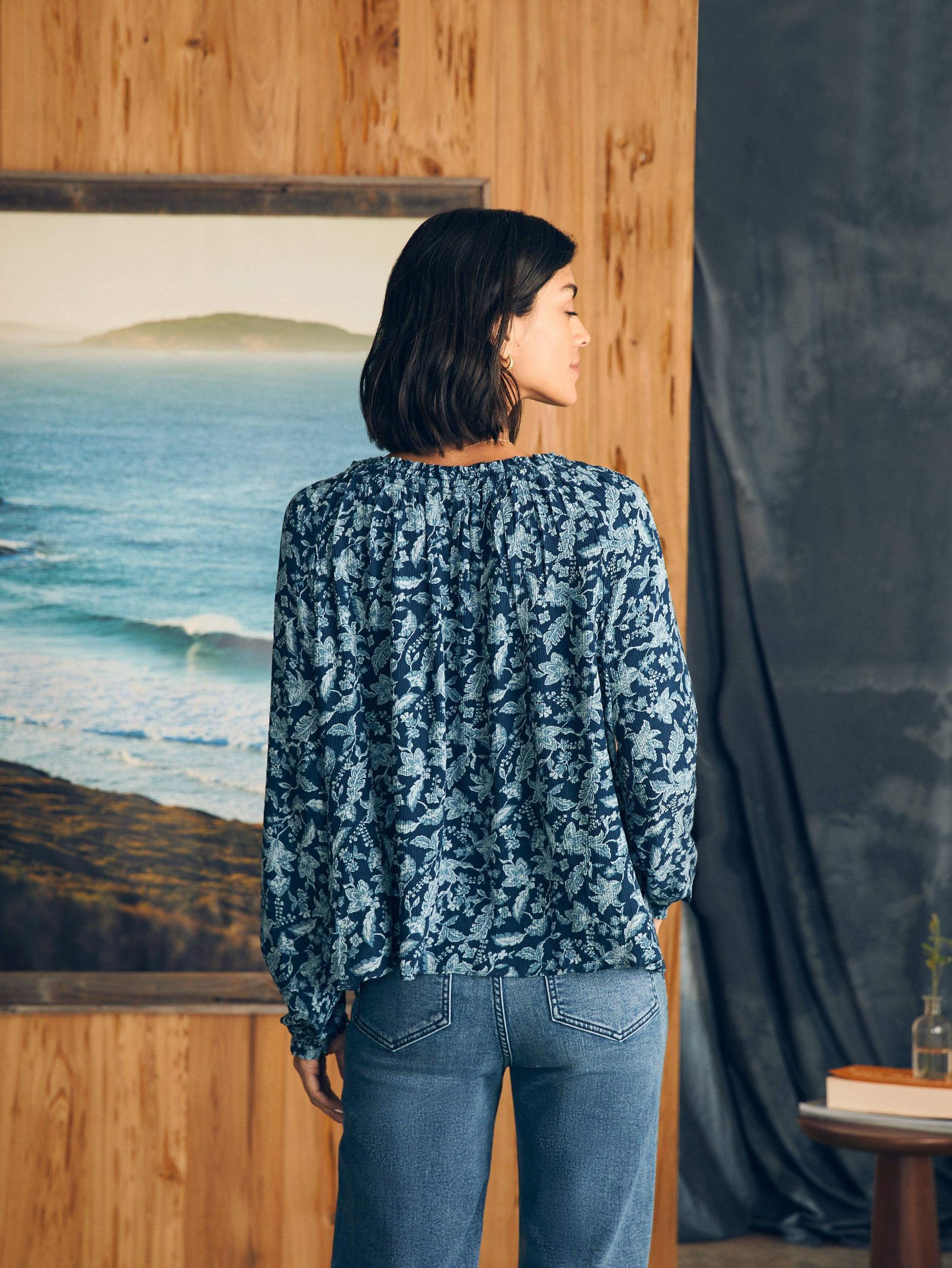 Emery Top - Blue Esna Floral Female Product Image