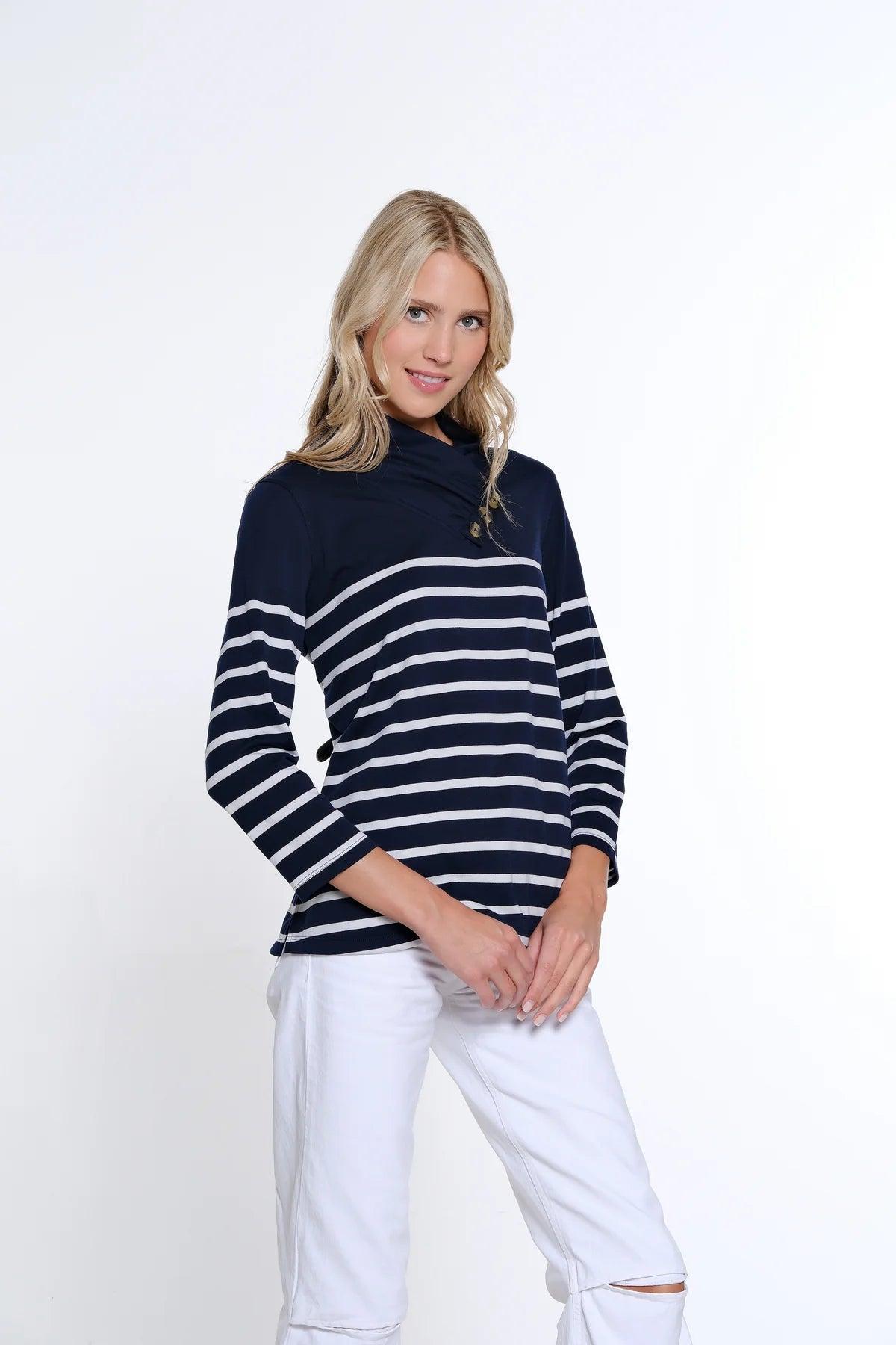 Shirred Collar Knit Top Product Image