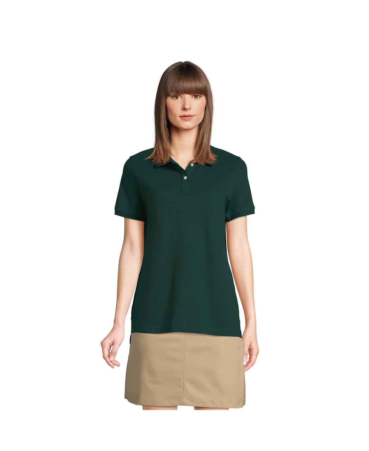 Womens Lands End School Uniform Short Sleeve Mesh Polo Shirt Classic Blue Product Image