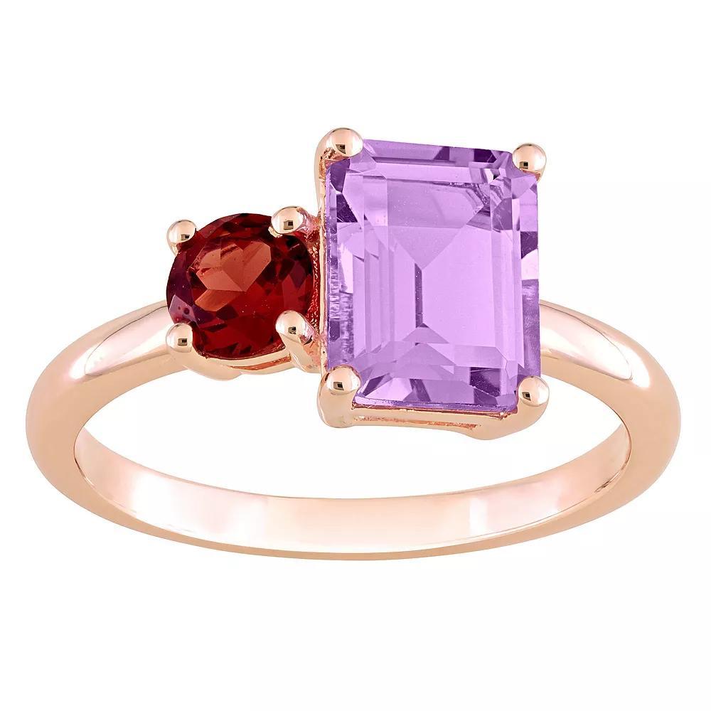Stella Grace 18k Rose Gold Over Silver Amethyst & Garnet Cocktail Ring, Women's, Size: 5, Pink Tone Product Image