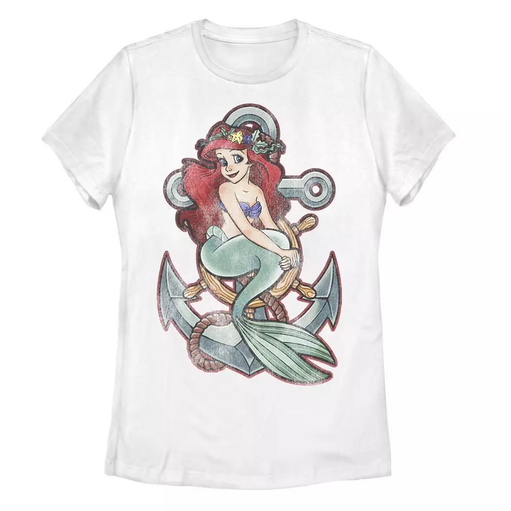 Disney's The Little Mermaid Juniors' Ariel Anchor Portrait Graphic Tee, Women's, Size: Medium, White Product Image