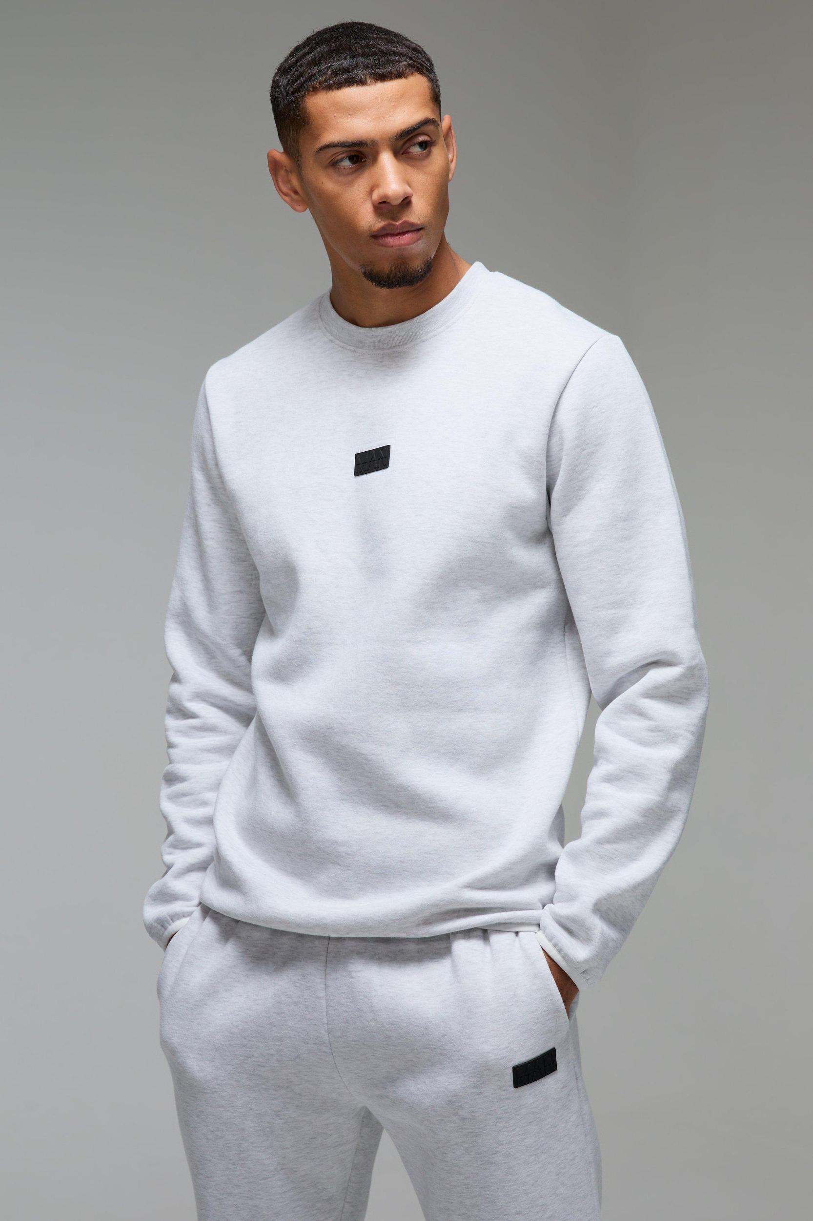 Mens Man Active Regular Fit Badge Sweatshirt - Grey Product Image