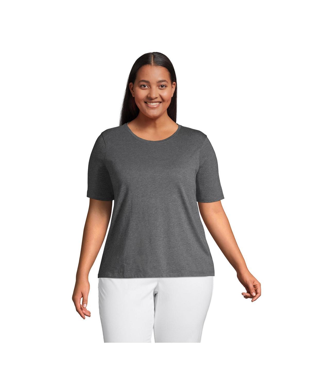 Plus Size Lands' End Relaxed Supima Cotton Crewneck Tee, Women's, Size: 3XL, White Product Image