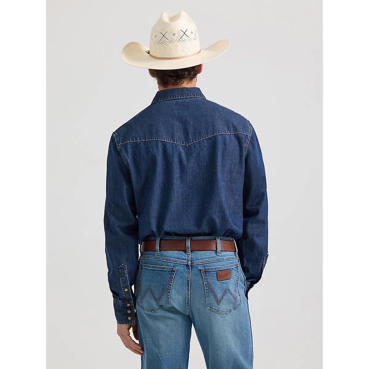 Men's Wrangler® Classic Denim Western Snap Shirt Denim Product Image