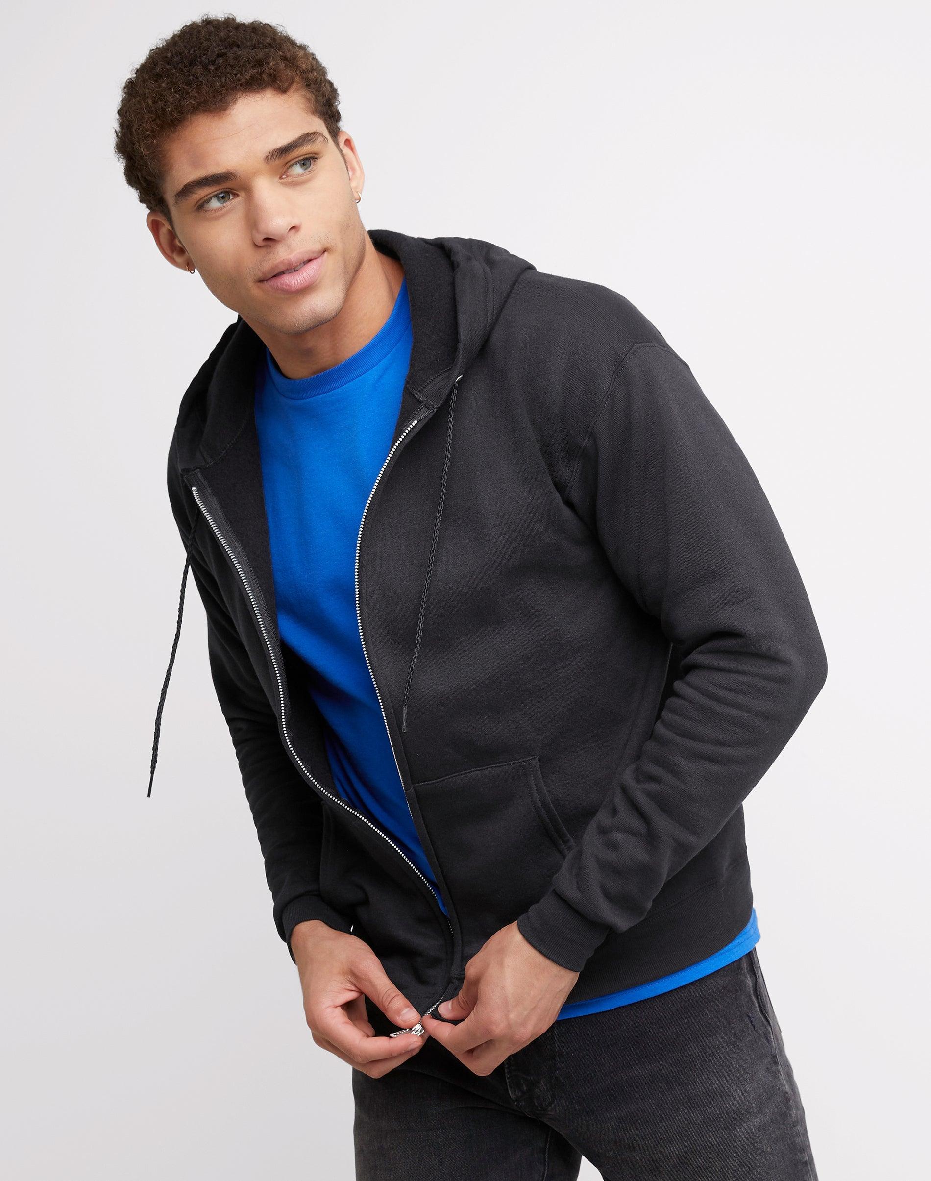 Men's Hanes® EcoSmart Fleece Full-Zip Hooded Jacket, Size: Large, Deep Royal1 Product Image