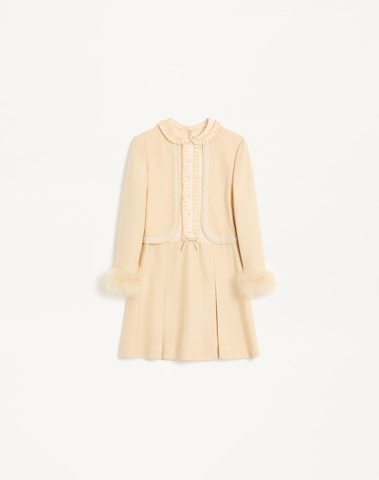 Short Dress In Rustic Silk With Feathers Product Image