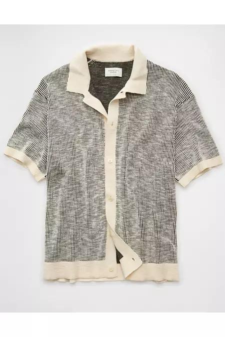 AE Weekend Striped Button-Up Sweater Polo Shirt Men's Product Image