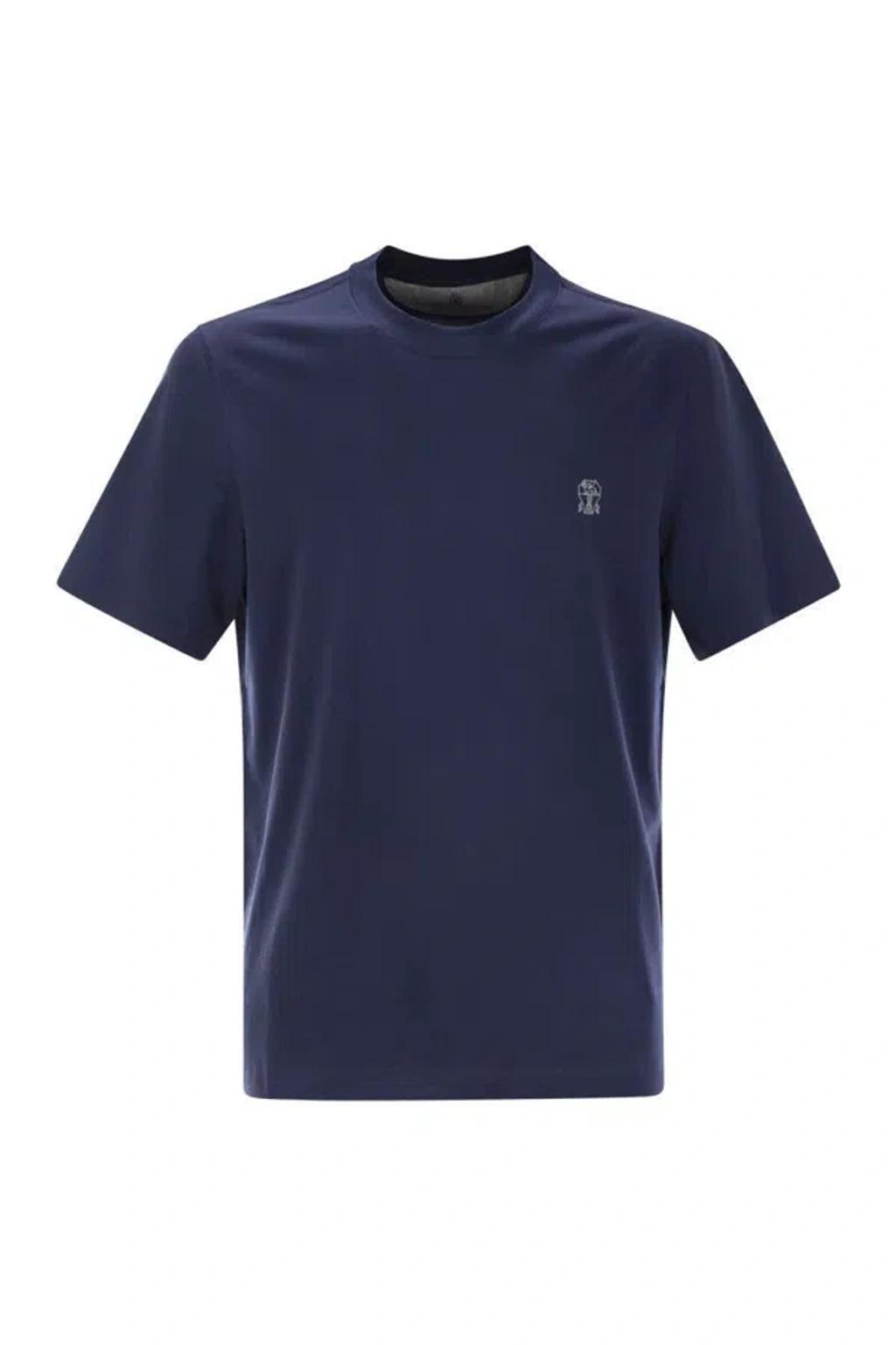 BRUNELLO CUCINELLI Logo Printed Crewneck T-shirt In Galaxy Product Image