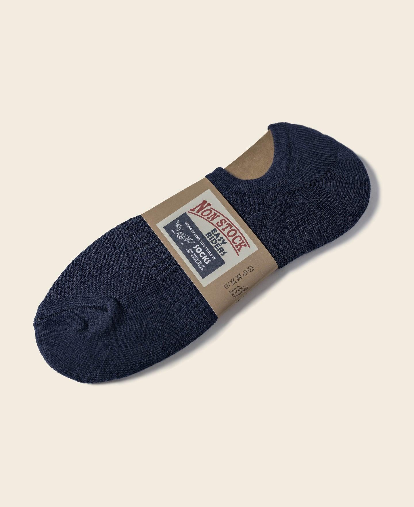 Colored Cotton No Show Socks - Navy Product Image