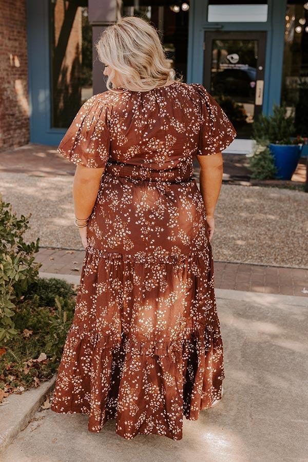 Polished Perfection Floral Maxi Dress in Dark Chocolate Curves Product Image