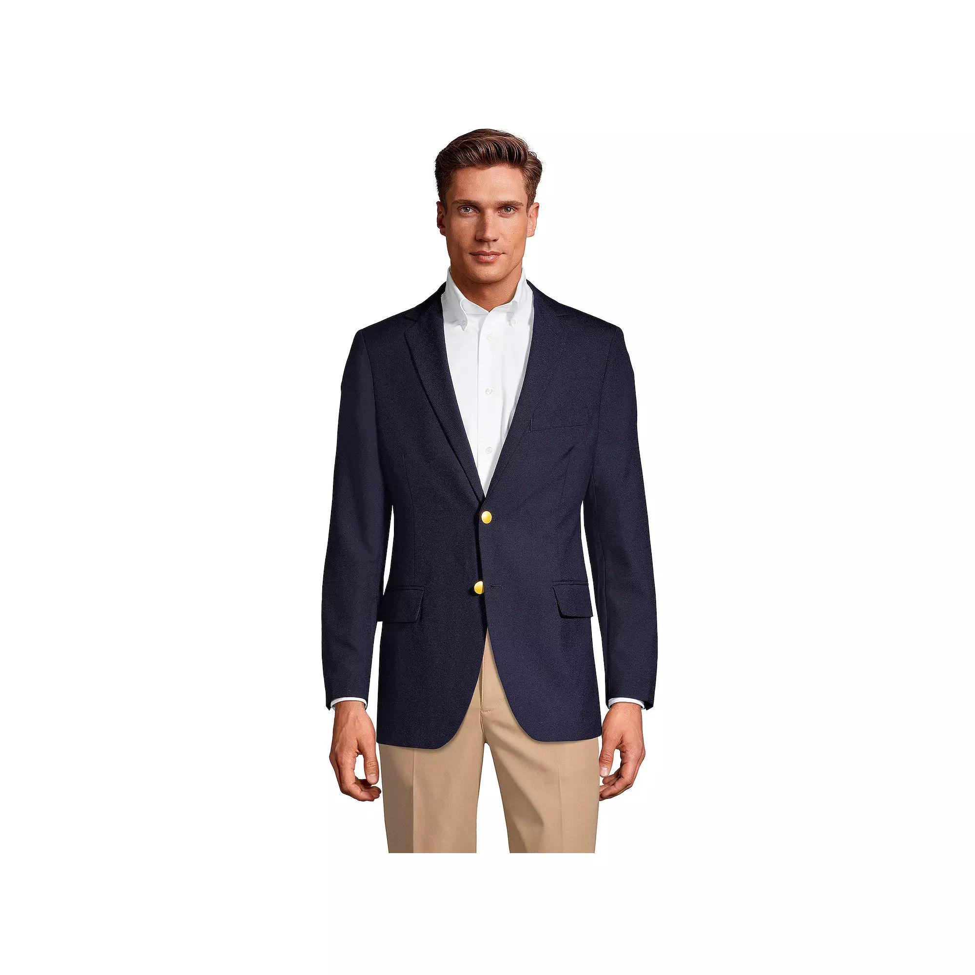 Men's Lands' End Tailored Fit Hopsack Blazer, Size: 44, Deep Blue Product Image
