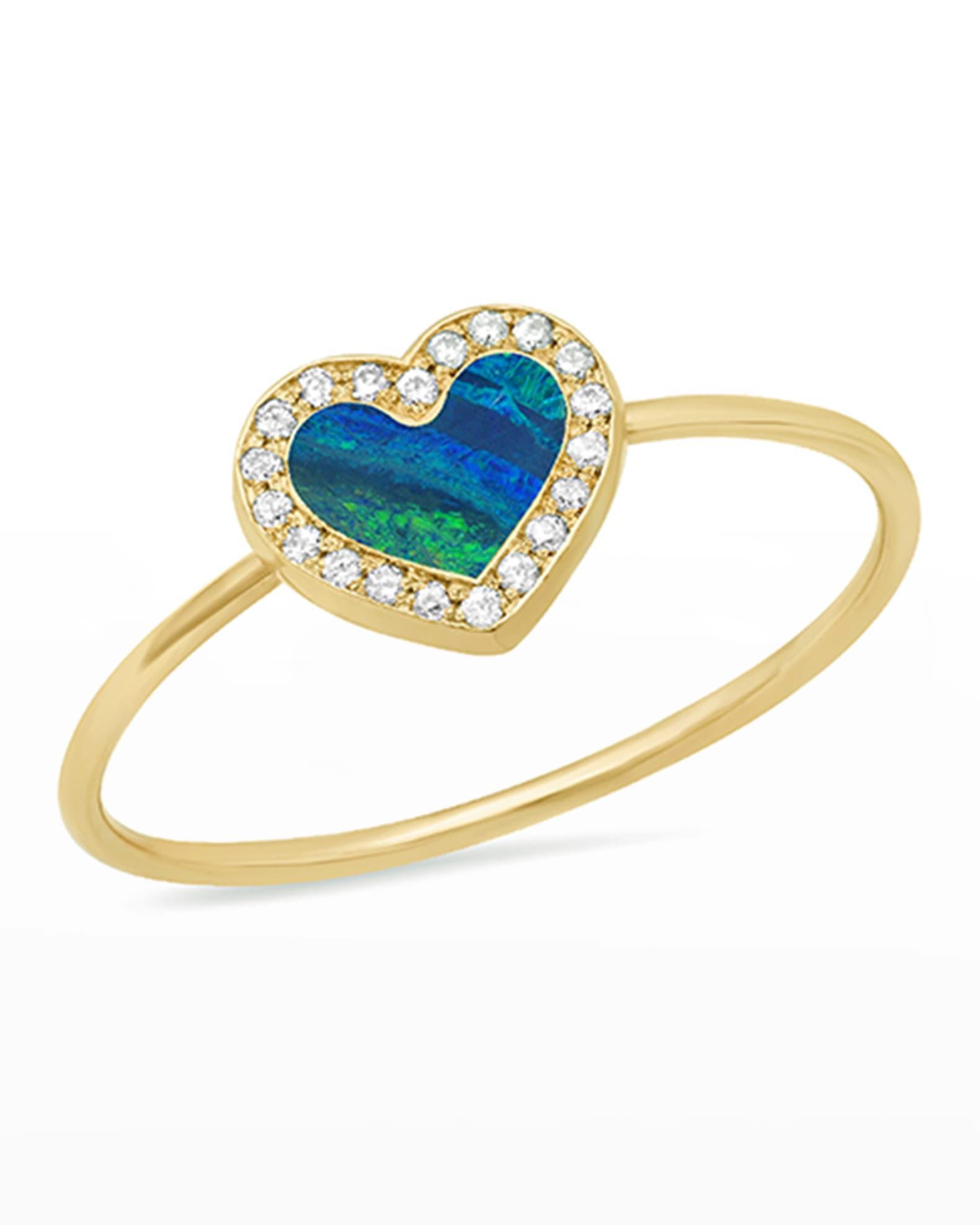 18k Gold Diamond Heart Ring, Size 6.5 Product Image