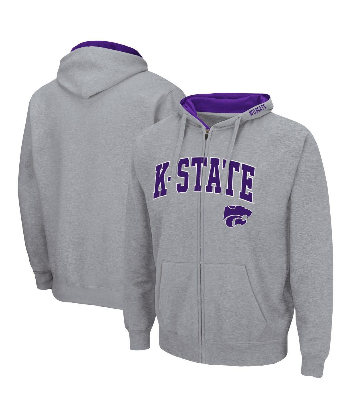 Men's Colosseum Heathered Gray Minnesota Golden Gophers Arch & Logo 3.0 Full-Zip Hoodie, Size: Large, Grey Product Image