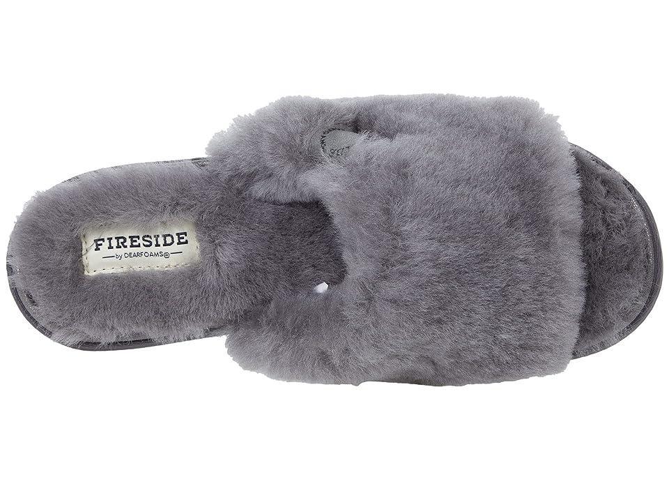 Fireside by Dearfoams Cairns Genuine Shearling Women's Slide Slippers with Metallic Suede Trim, Size: 11, Gray Product Image