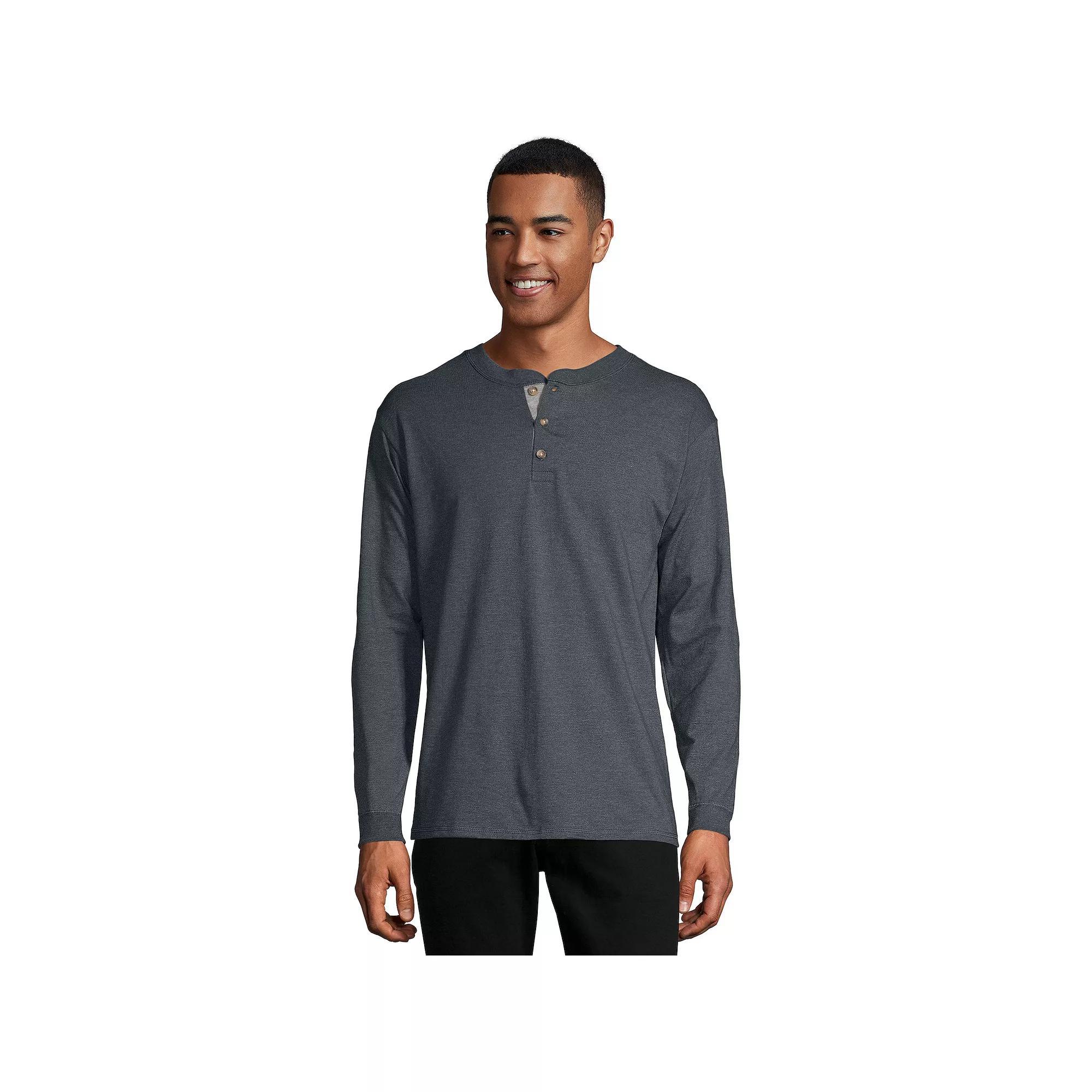 Men's Hanes® Beefy Heavyweight Henley, Size: Small, Dark Truffle Product Image