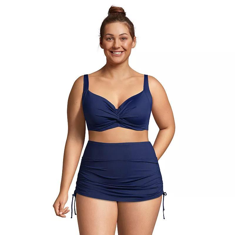 Plus Size Lands' End Twist-Front Underwire Bikini Top, Women's, Size: 26 W, Deep  Blue Product Image