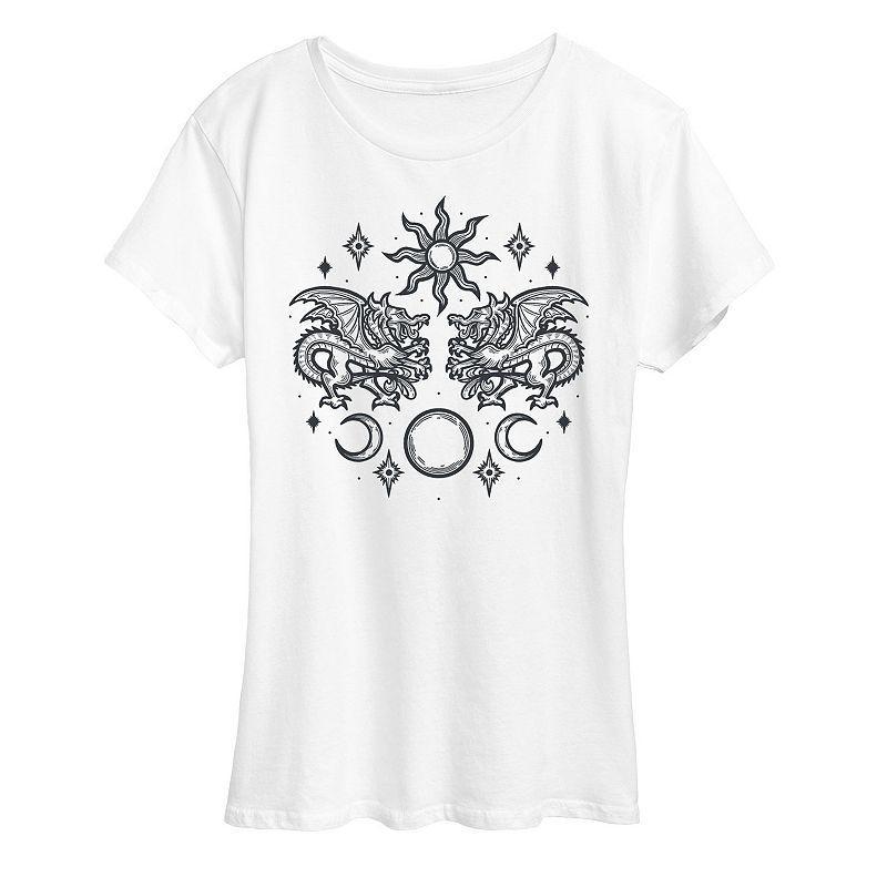 Womens Celestial Dragon Graphic Tee Grey Gray Product Image