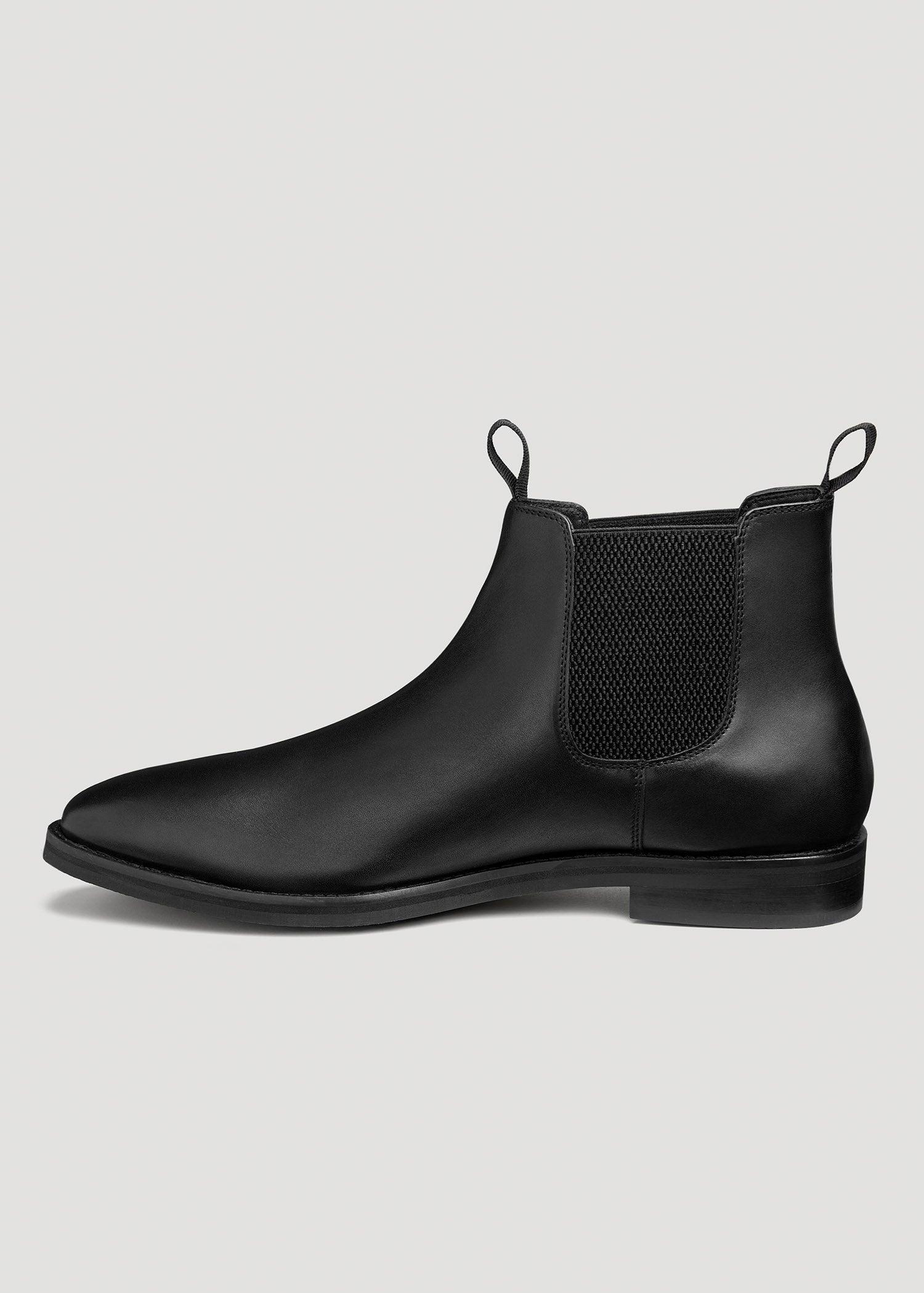 Men's Leather Chelsea Boots Size 13 to 15 in Black Male Product Image