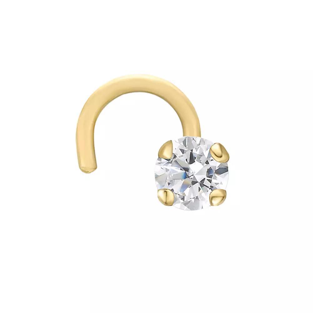Lila Moon 14k Gold Curved Prong Diamond Accent Nose Stud, Women's Product Image