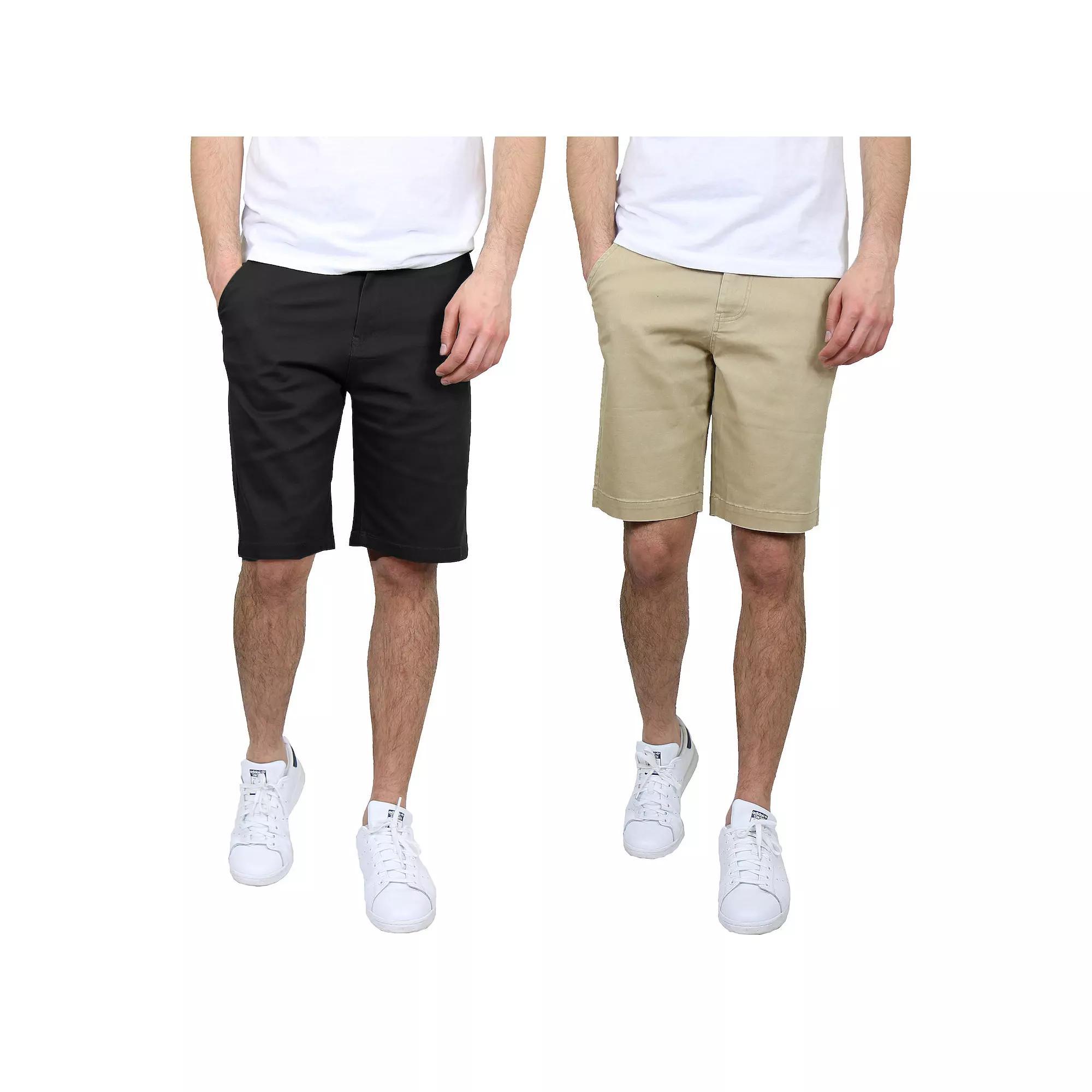Men's Galaxy 10.5" 5-Pocket Flat-Front Slim-Fit Stretch Chino Shorts 2-Pack, Size: 32, Khaki Black Product Image