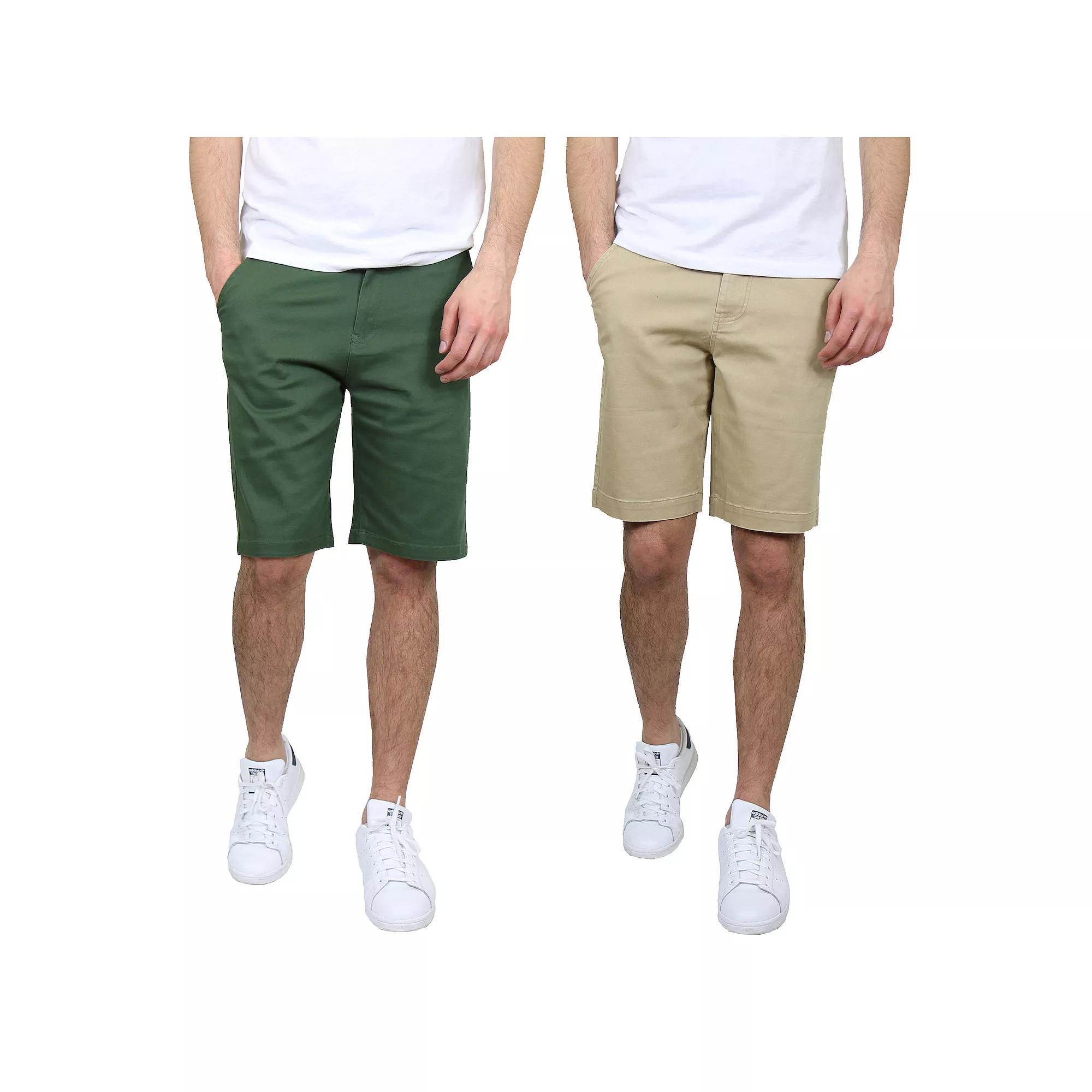 Men's Galaxy 10.5" 5-Pocket Flat-Front Slim-Fit Stretch Chino Shorts 2-Pack, Size: 42, Green Olive Product Image