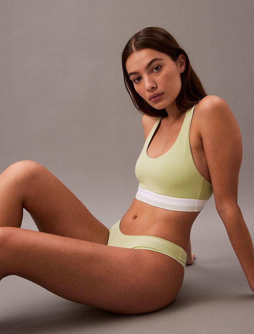 Calvin Klein Womens Icon Modal Mesh Thong - Green Product Image