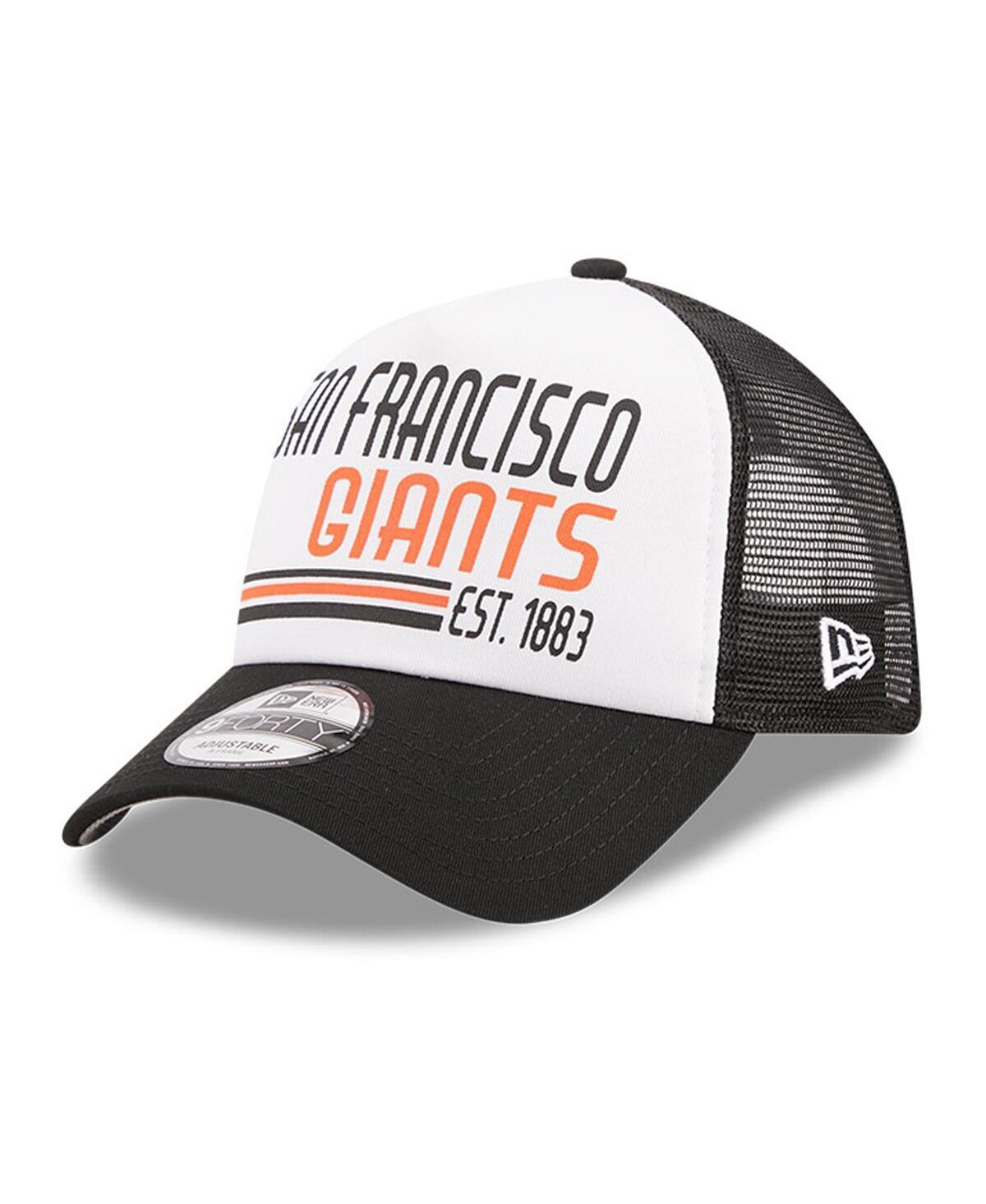 Men's New Era White/Black San Francisco Giants Stacked A-Frame Trucker 9FORTY Adjustable Hat Product Image