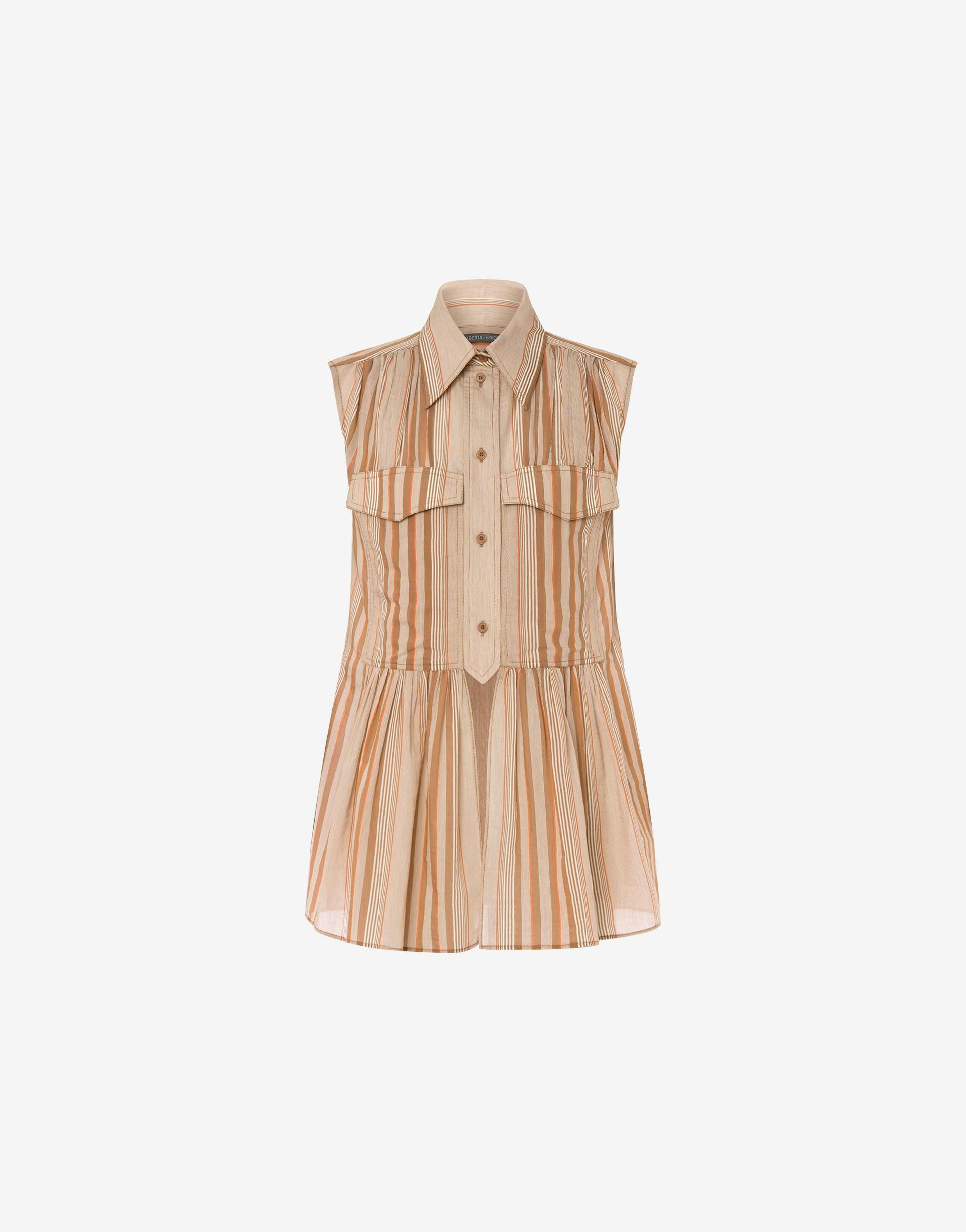 Muslin shirt top with alternating stripes Product Image