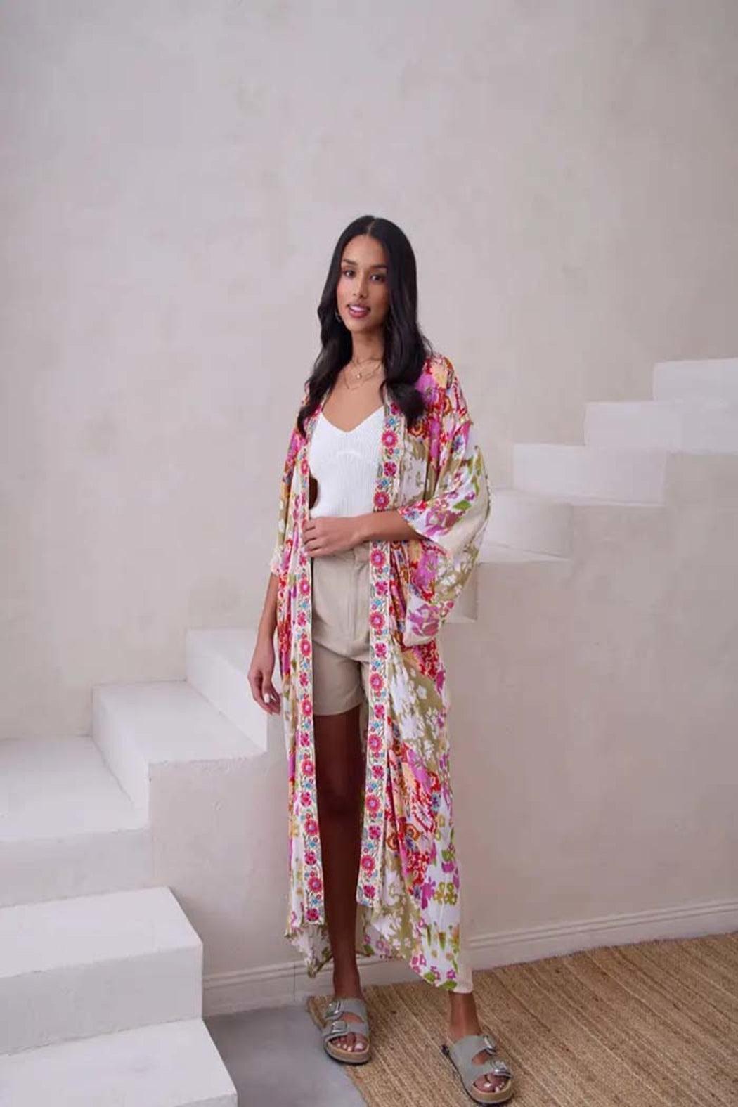 Lace Embroidered Floral Kimono Product Image