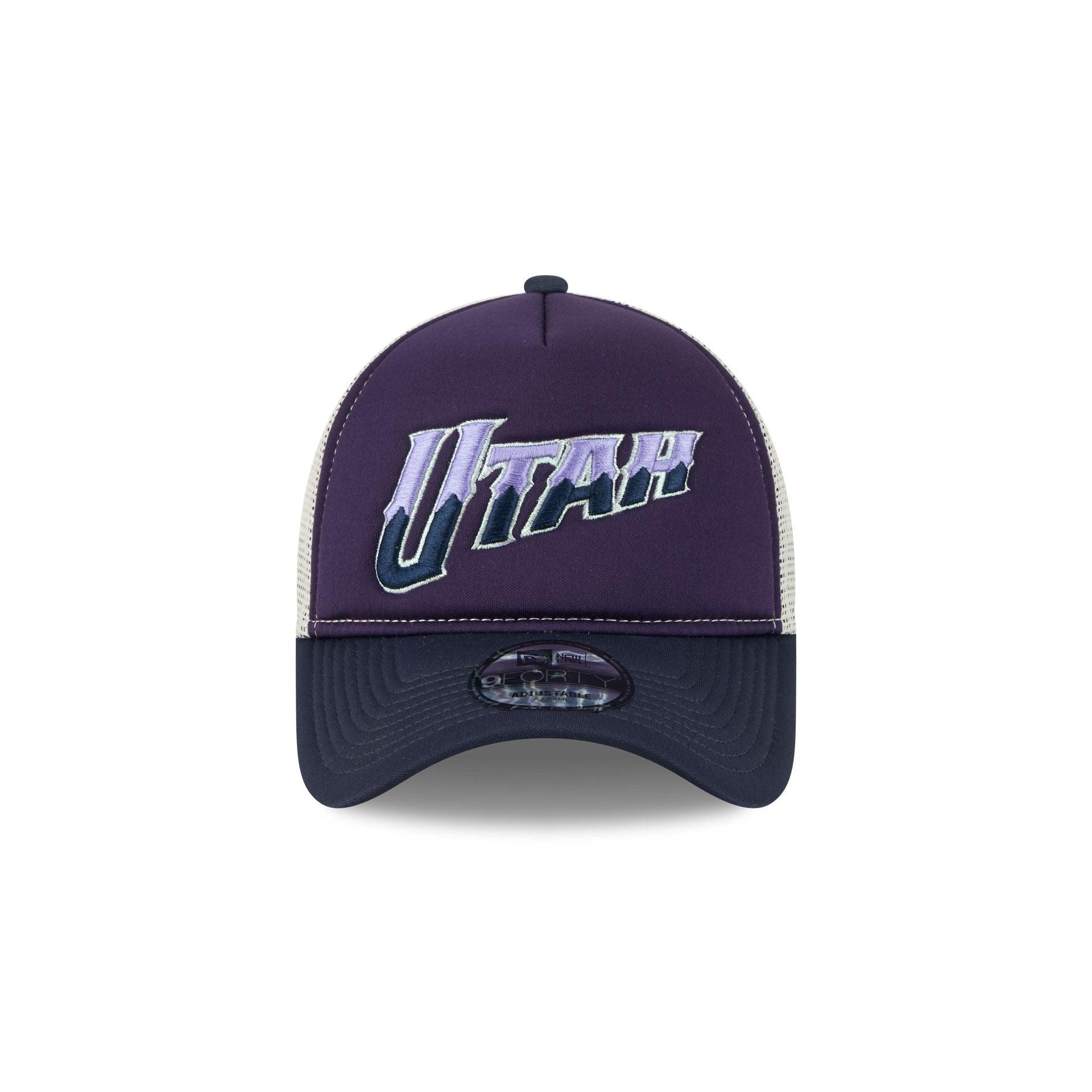 New York Knicks Navy Purple 9FORTY A-Frame Trucker Hat Male Product Image