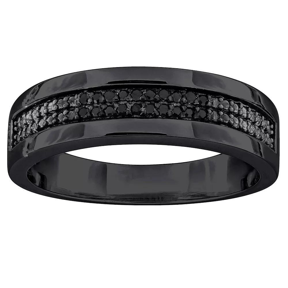 Stella Grace Men's Sterling Silver 1/10 Carat T.W. Black Diamond Anniversary Ring, Size: 11 Product Image