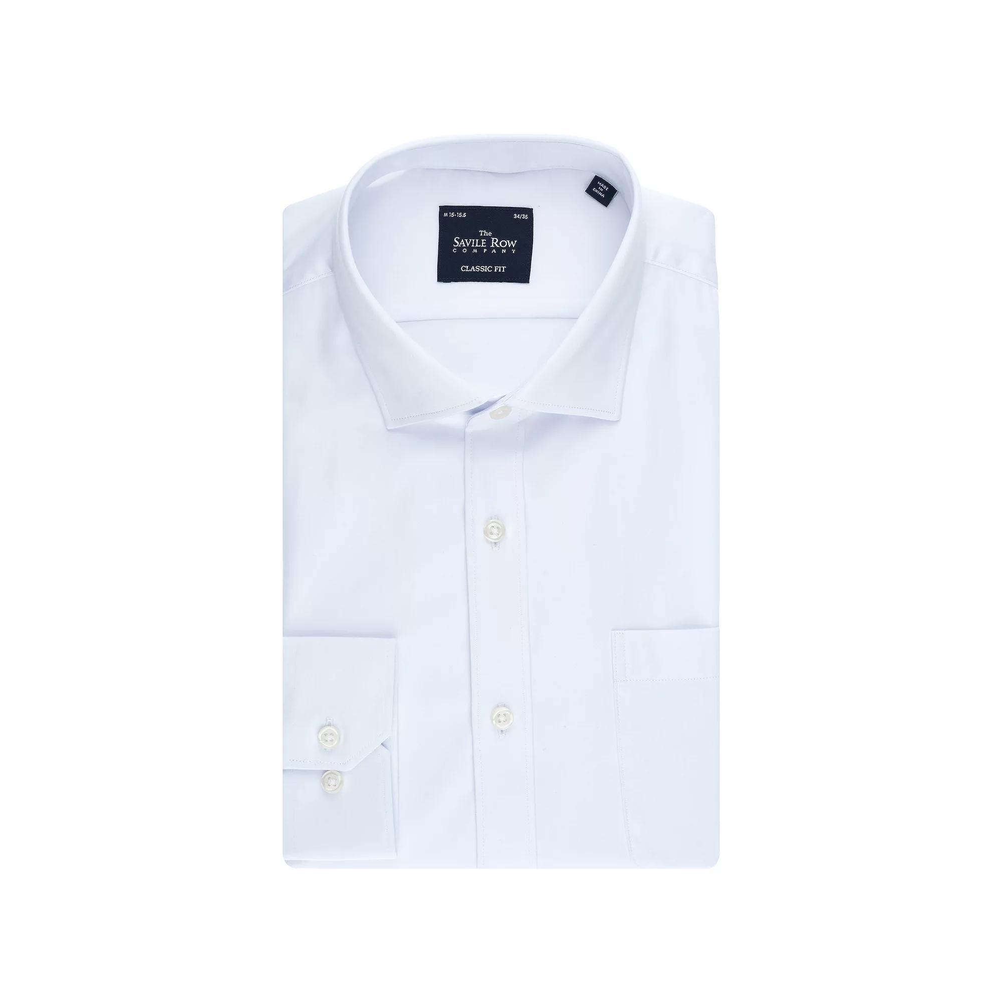 Men's Savile Row Classic Fit Sateen Dress Shirt, Size: Medium-32/33, White Product Image