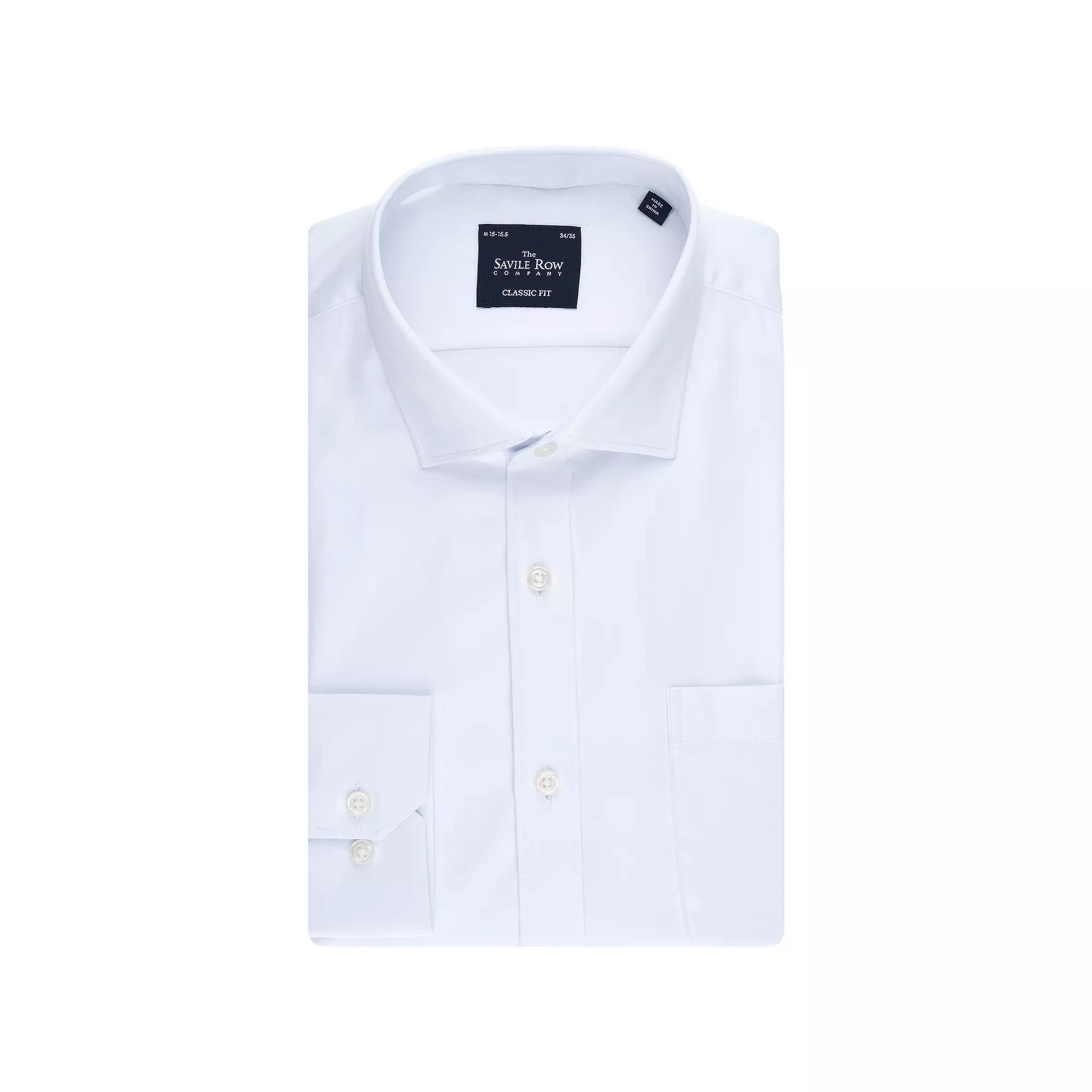 Men's Savile Row Classic Fit Sateen Dress Shirt, Size: Medium-32/33, White Product Image
