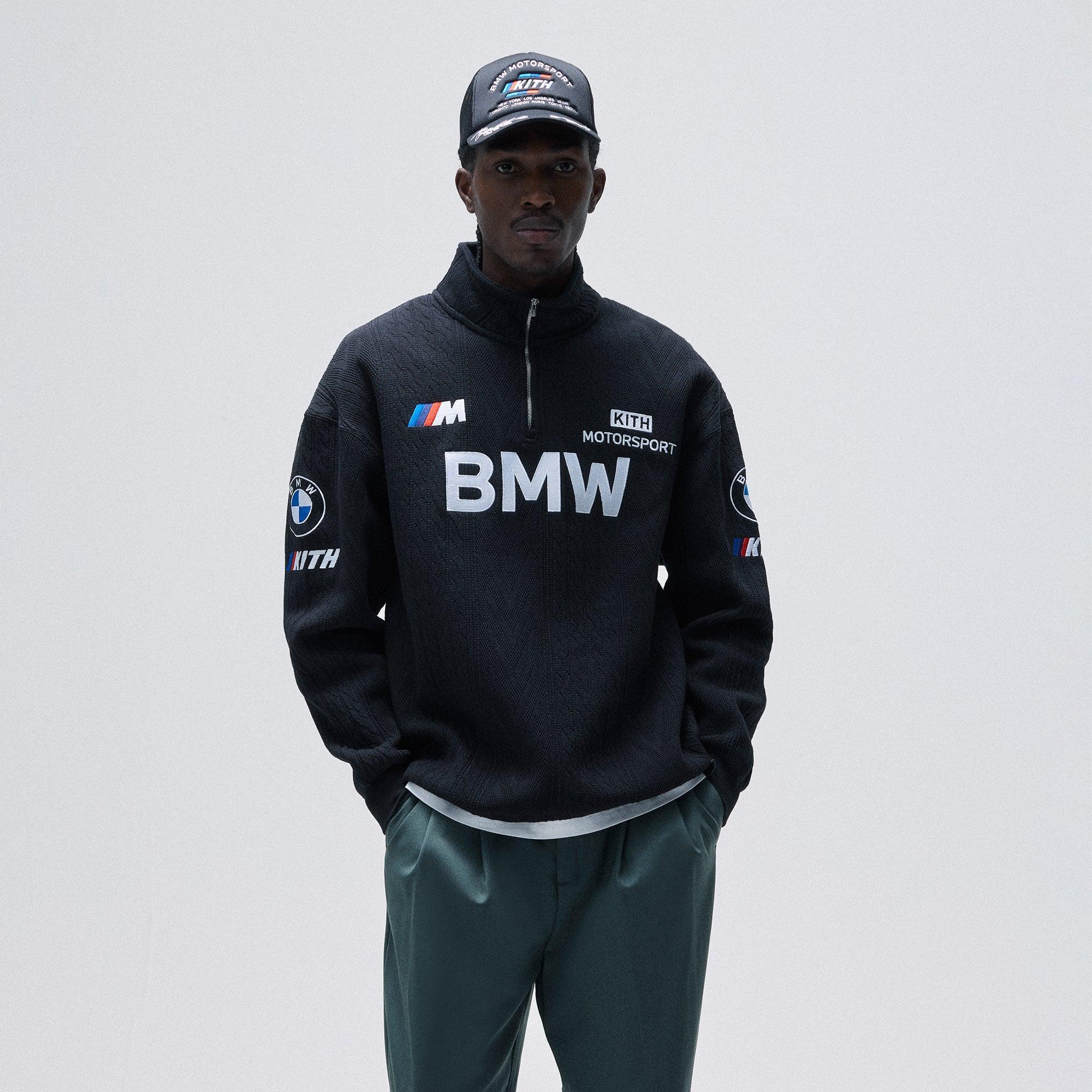 Kith for BMW Cable Fleece Quarter Zip - Black Male Product Image