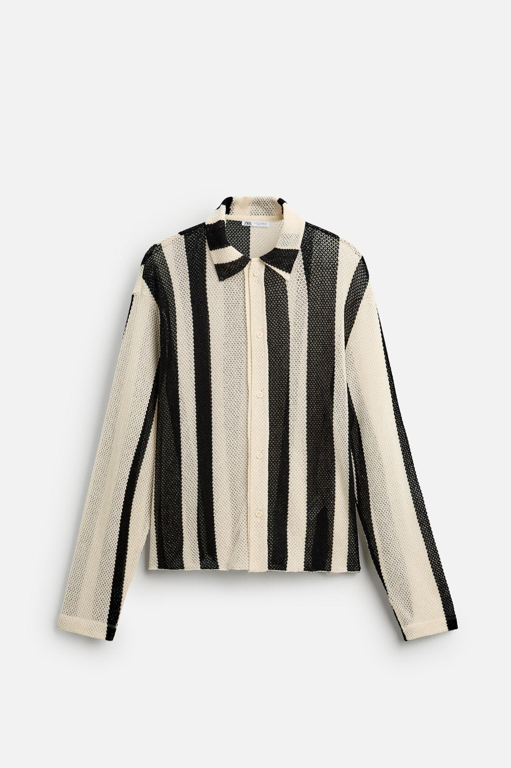 TEXTURED STRIPED MESH POLO Product Image